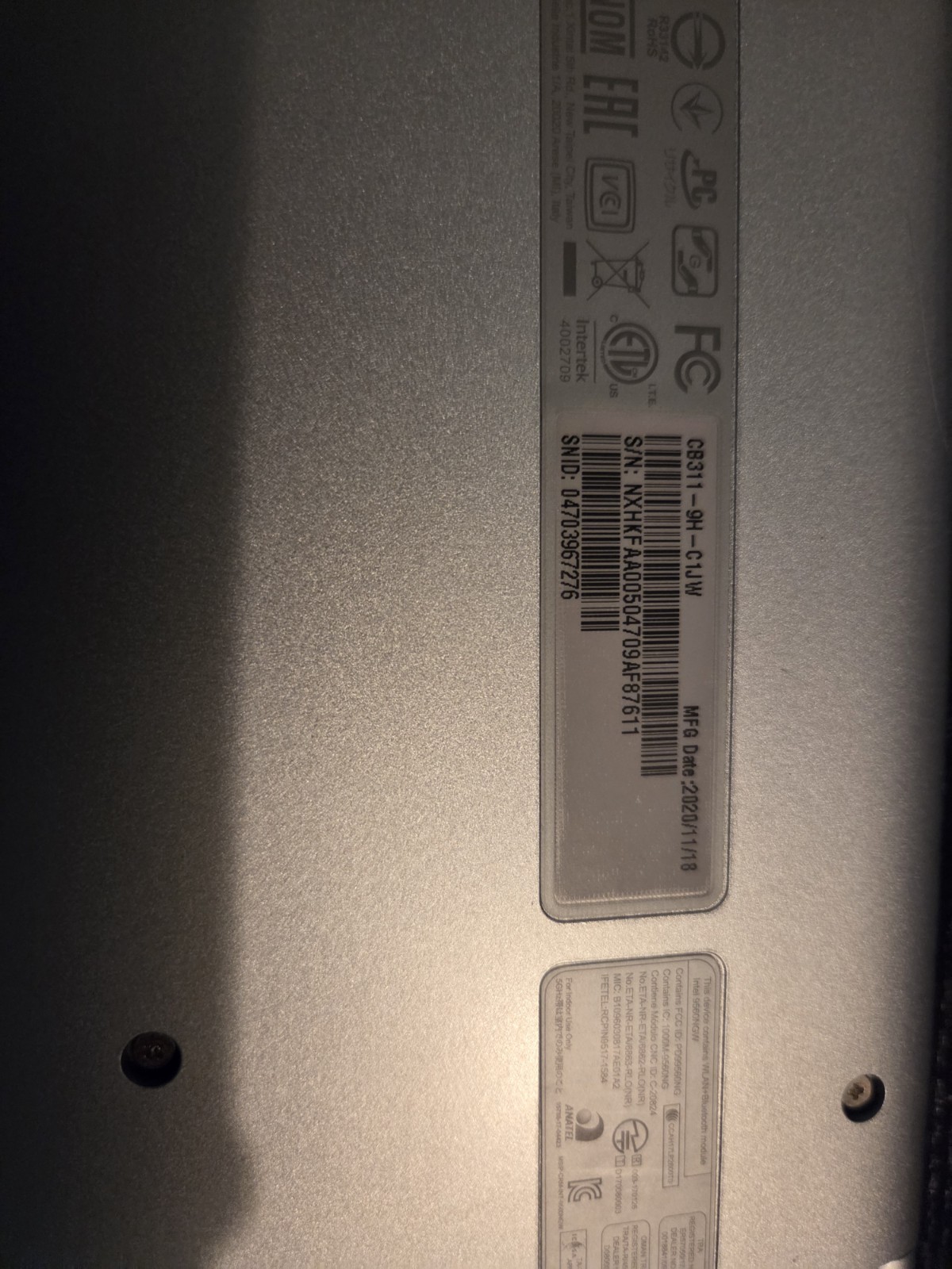 Acer Chromebook 311 CB311-9H (11.6″) Celeron N4020, 8GB RAM, 4gb W/Charger
