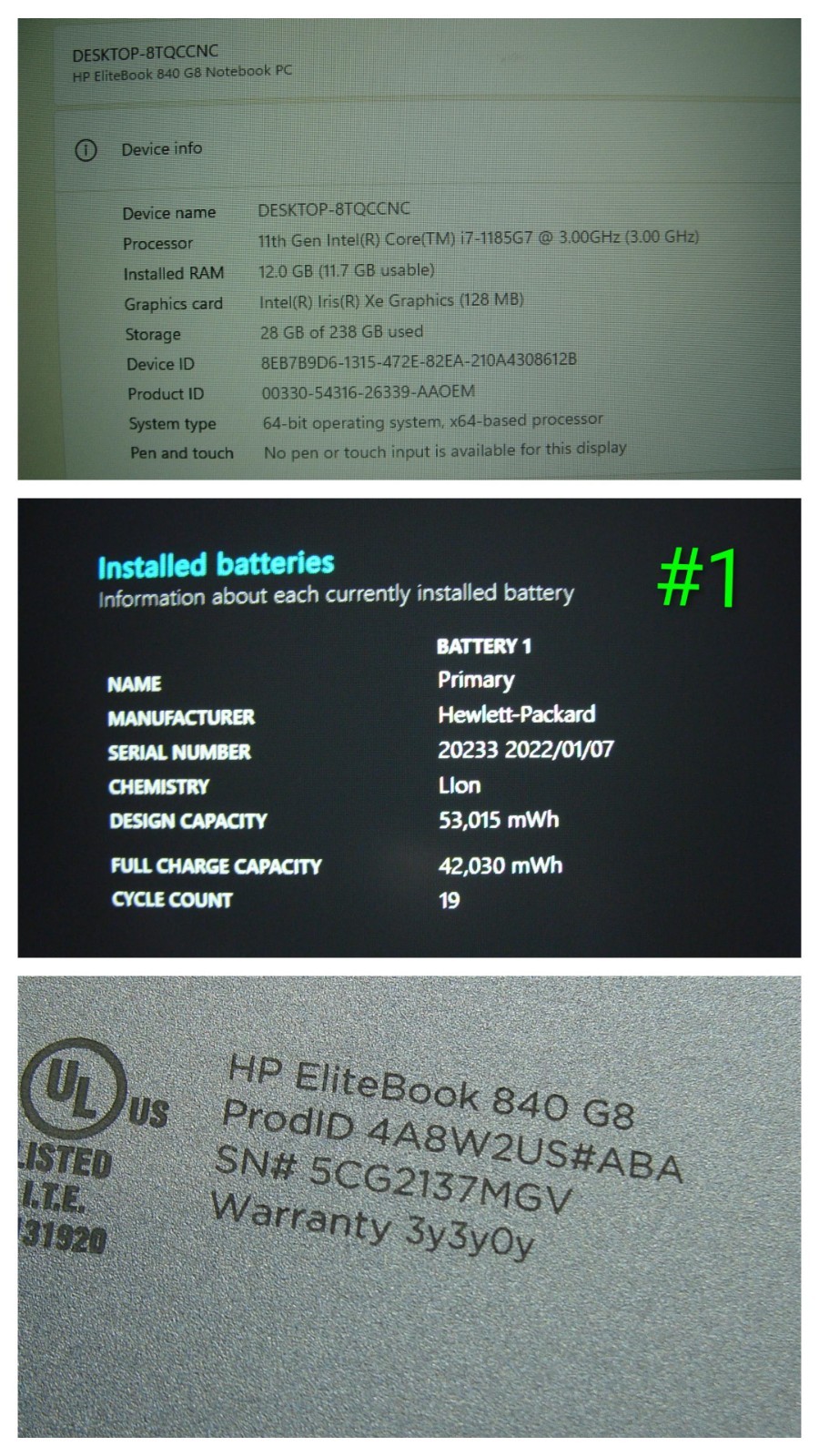 HP EliteBook 840 G8 14″ FHD vPRO i7-1185G7 3GHz 12GB 256GB SSD Windows 11 Pro