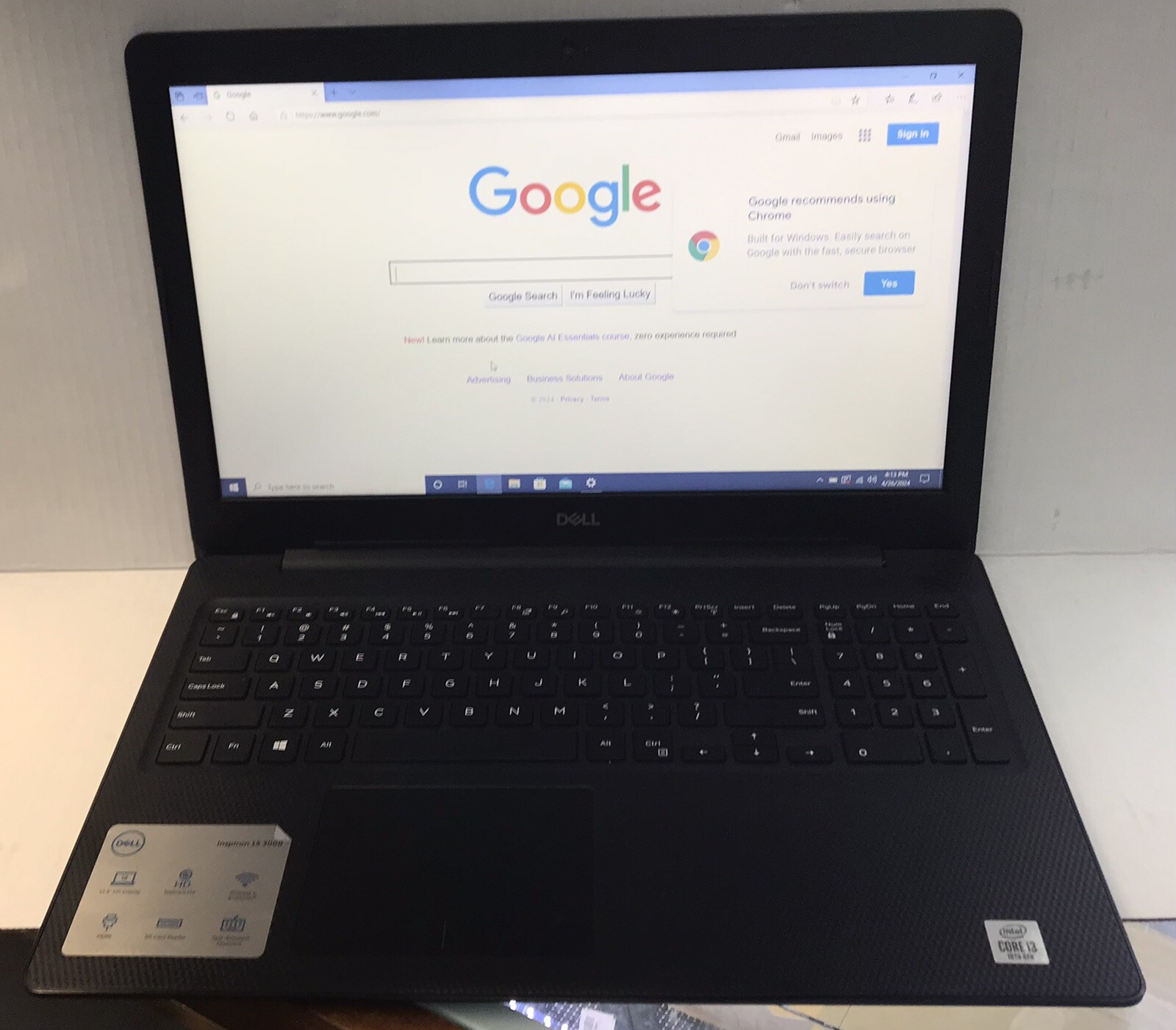 Dell Inspiron 3593 i3-1005G1 3.4GHz 8GB RAM 128GB SSD 15.6″ Win 10