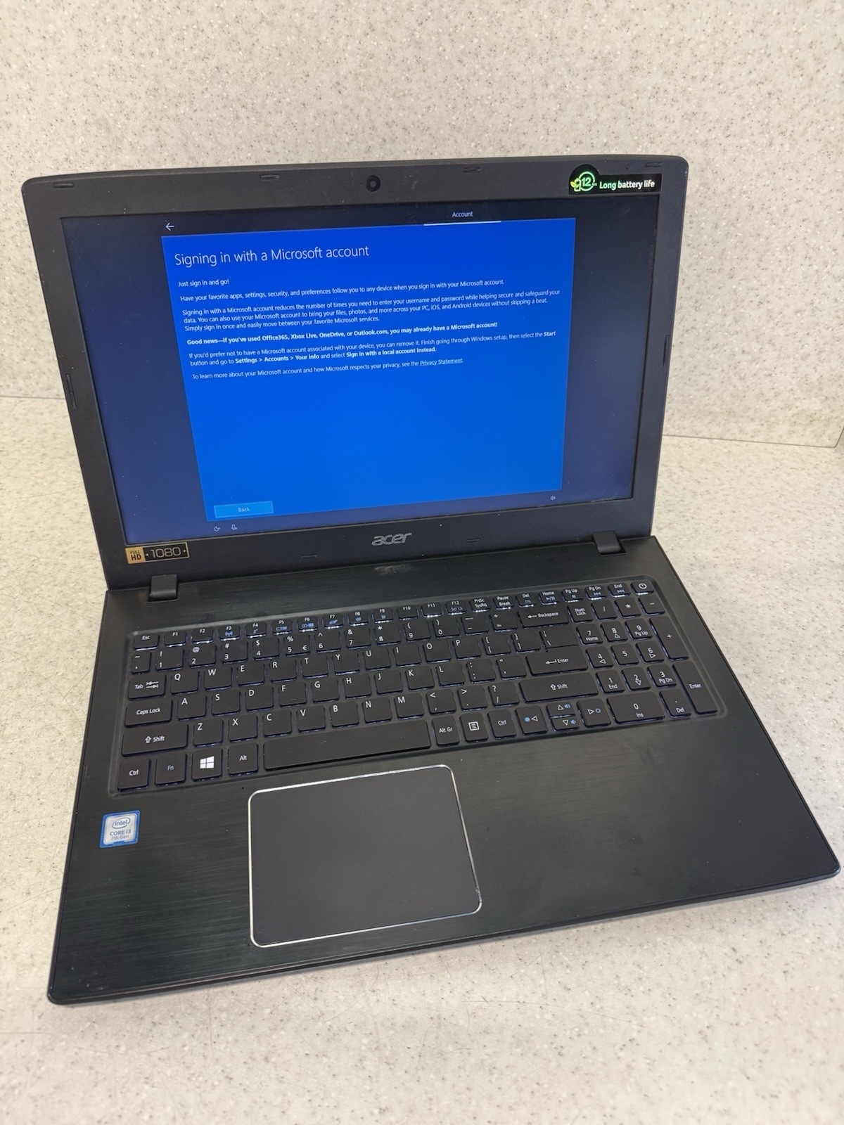 Acer Aspire E5-575 15″ Laptop Intel i3-7100U 8GB RAM 224GB SSD Win10 Computer