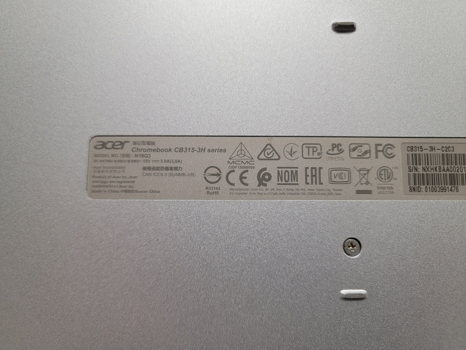 Acer 315 CB315-3H-C2C3 15.6 Inches Chromebook, Silver