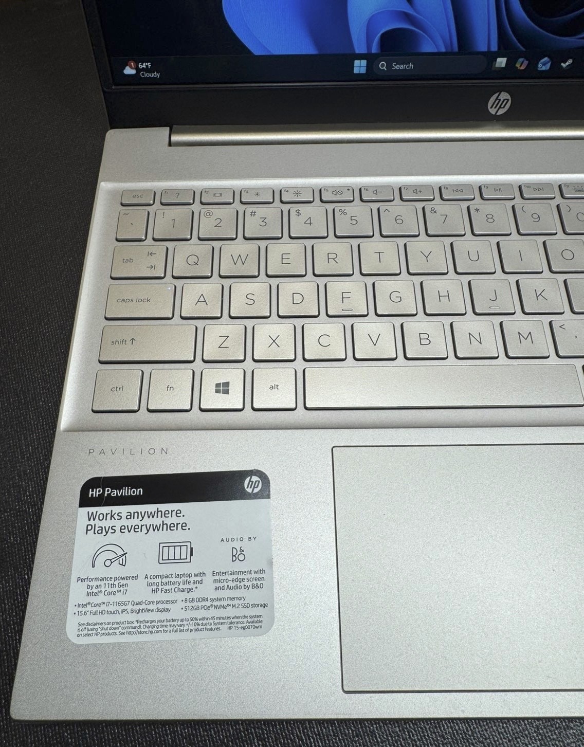 USED HP Pavilion 15-eg0070wm 15.6” FHD IPS LED Touch (i7-1165G7 8GB 512GB SSD)