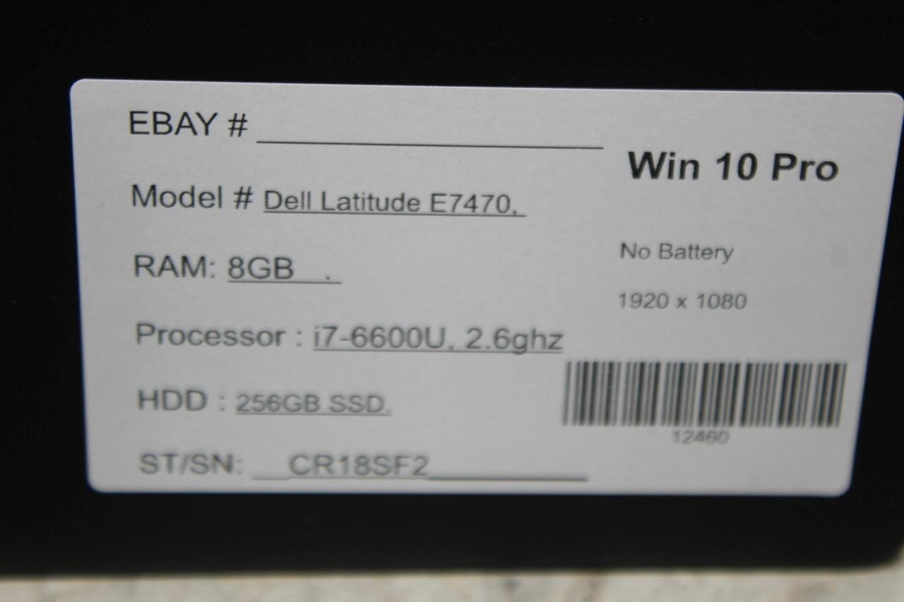 Lot of 2~ Dell Latitude E7470 14″ Laptop i7-6600U 2.6GHZ 8GB RAM 256GB SSD W10P