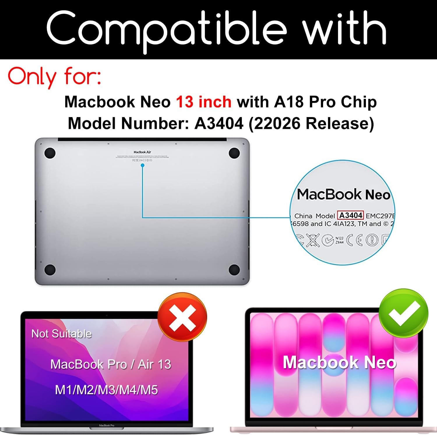 Tempered Glass Screen Protector for 2026 Apple MacBook Neo 13″ – 2 Pack, Anti Sc