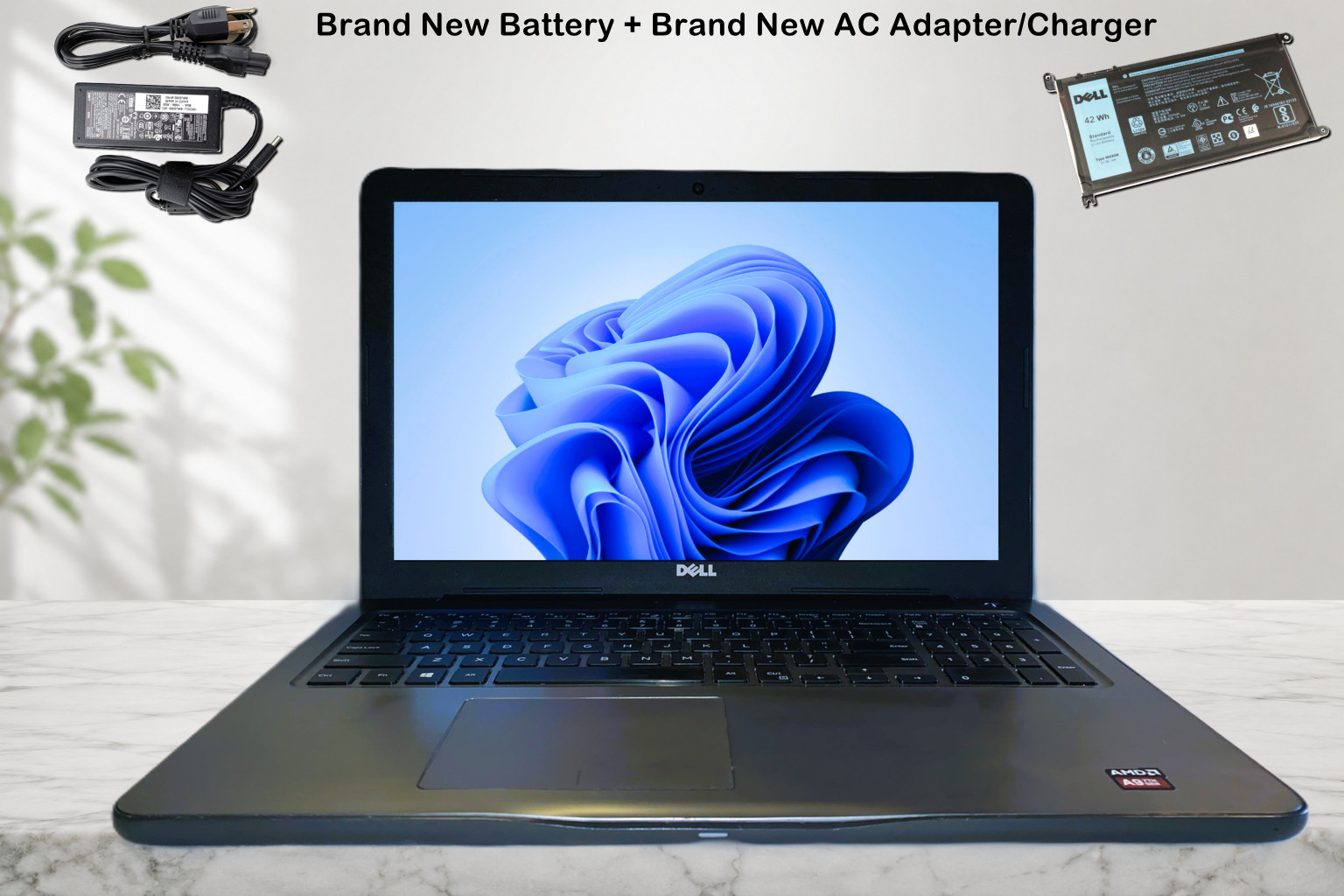 Dell Inspiron 5565 AMD Radeon@2.40GHz 16GB Windows 11 256GB SSD Battery/Charger