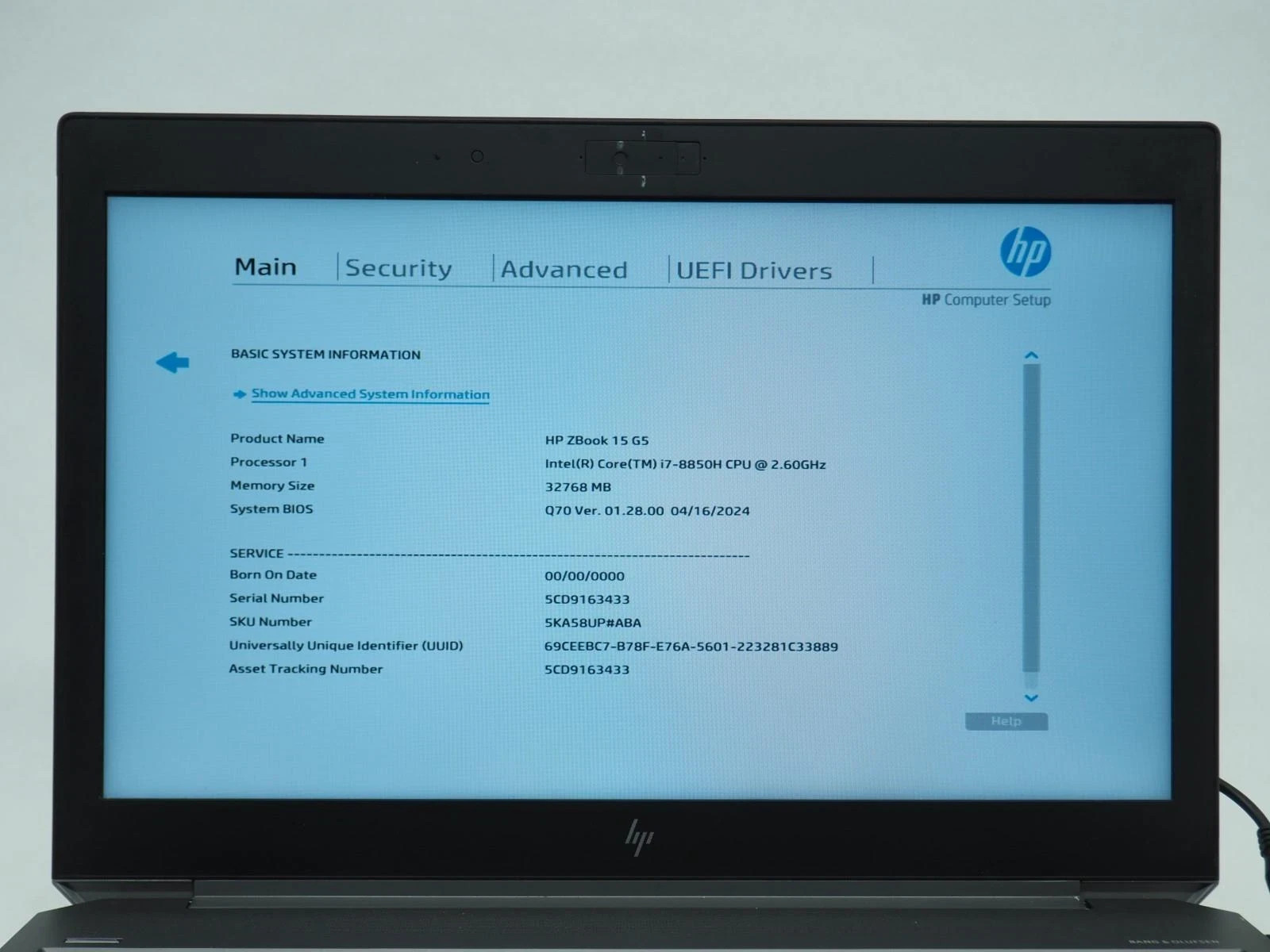HP ZBook 15 G5 i7-8850H 16GB 512GB SSD Nvidia P1000 1920×1080 Win11 Office 2021