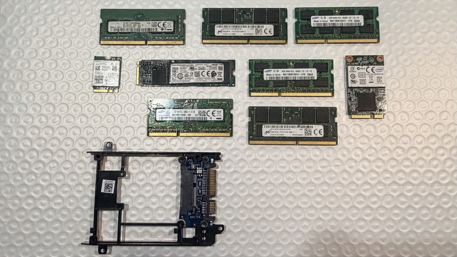 Untested Laptop RAM SSD WiFi Card Parts Lot Samsung Micron Intel M.2 SO DIMM