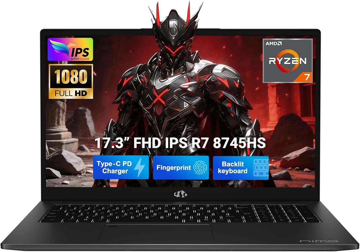 NIMO 17.3″ Gaming Laptop, AMD Ryzen 7 8745HS (Beat R9 7940HS) 32GB RAM 1TB SSD