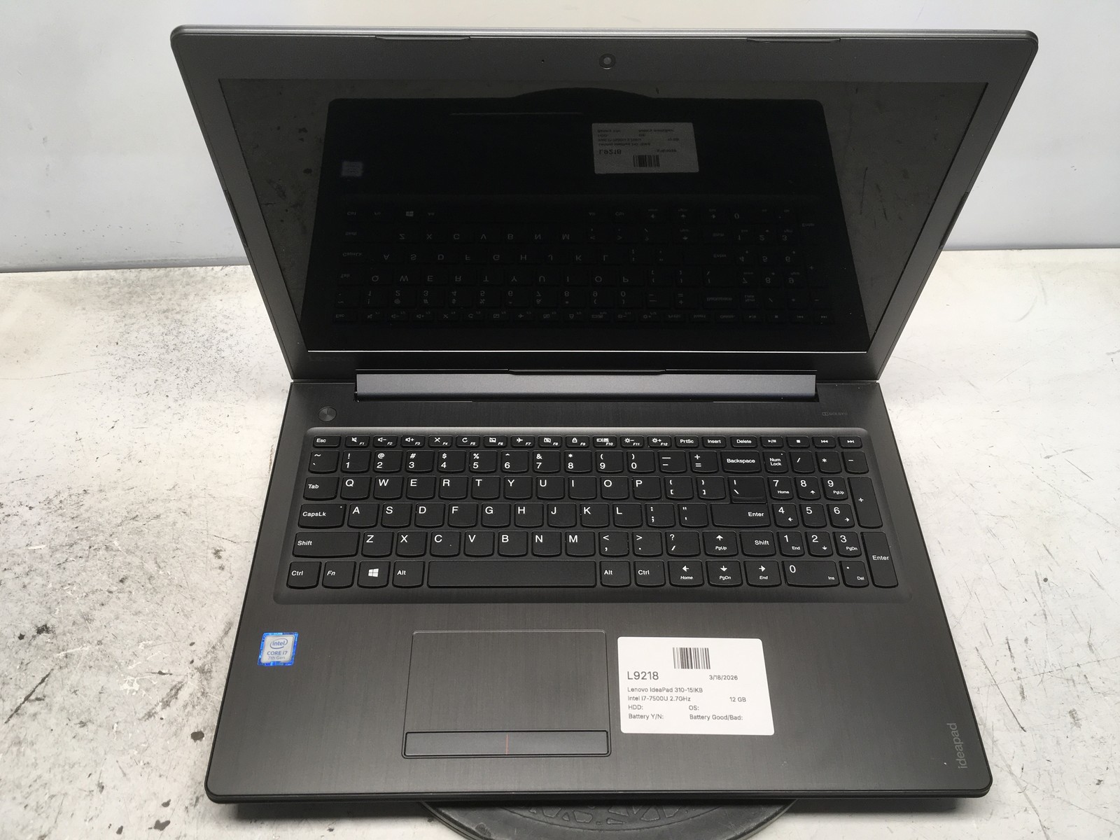 Lenovo IdeaPad 310-15IKB Intel i7-7500U 2.7GHz 12 GB NO HDD No Batt
