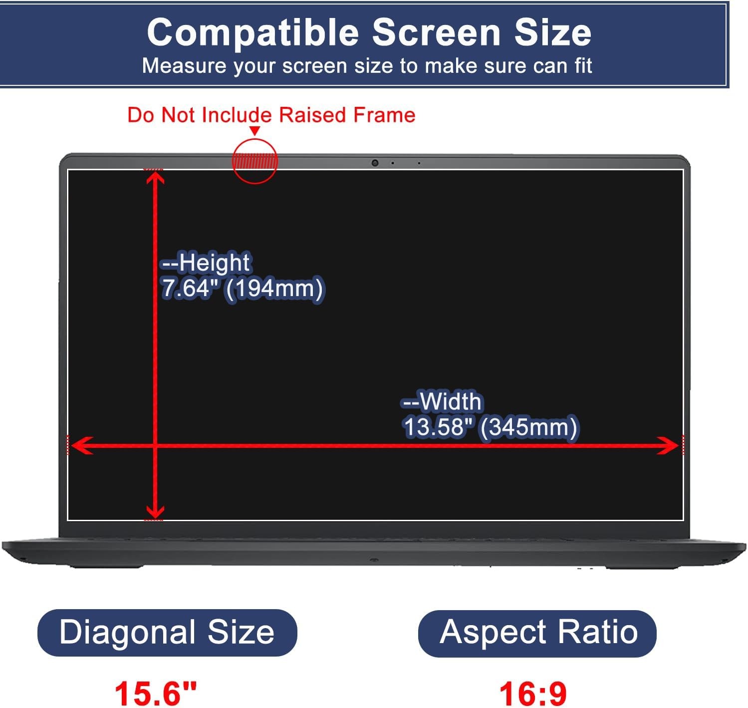 Tempered Glass Screen Protector for 15.6″ Laptops – Anti Glare, 16:9 Ratio