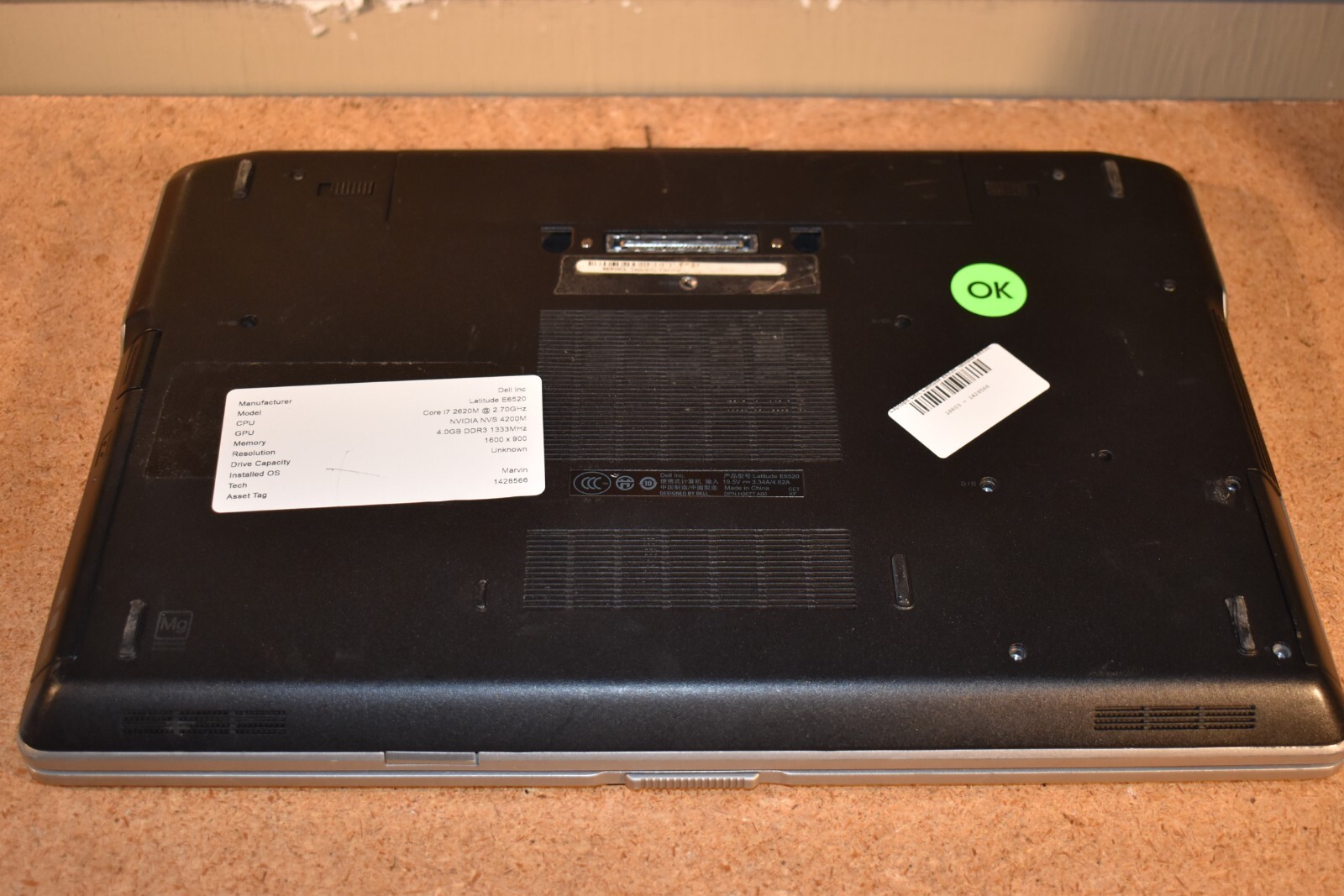 Dell Latitude E6520 Intel Core i7-2620M 4GB RAM 250GB HDD Windows XP Pro NVidia