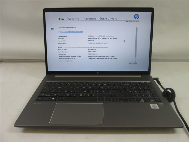 HP ZBook G7 Laptop i7-10850H 2.7GHz 8GB 512GB SSD Windows 11 Pro COA Used Fair