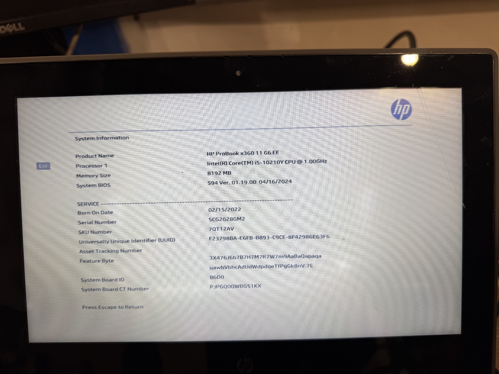HP Probook x360 G6 TOUCH Core i5 10th gen 8gb ram DDR4 128gb SSD USED