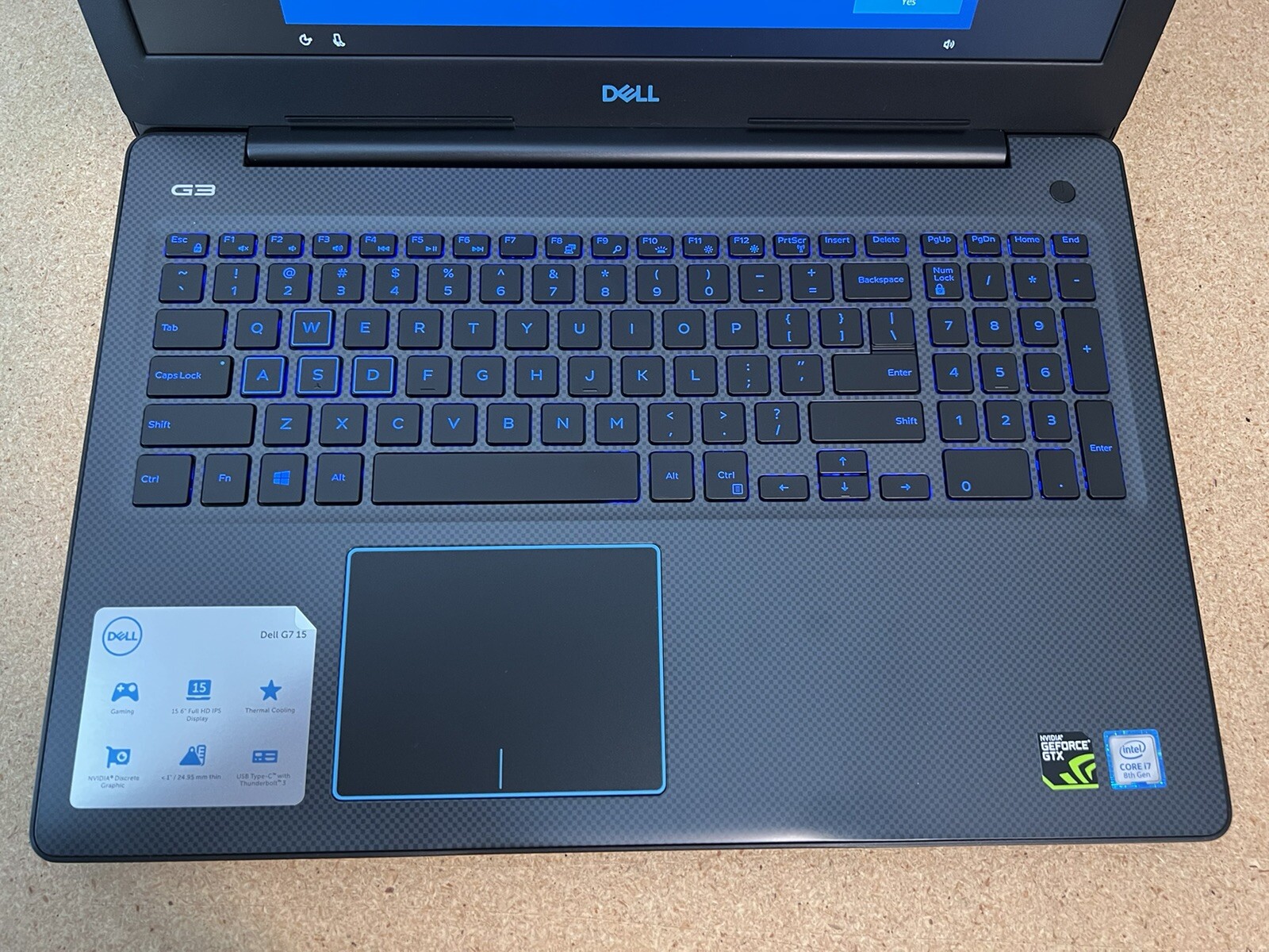 Dell G3 15-3579, Intel i7-8750H, 8GB DDR4, 128GB SSD + 1TB HD, GTX 1050ti 4GB