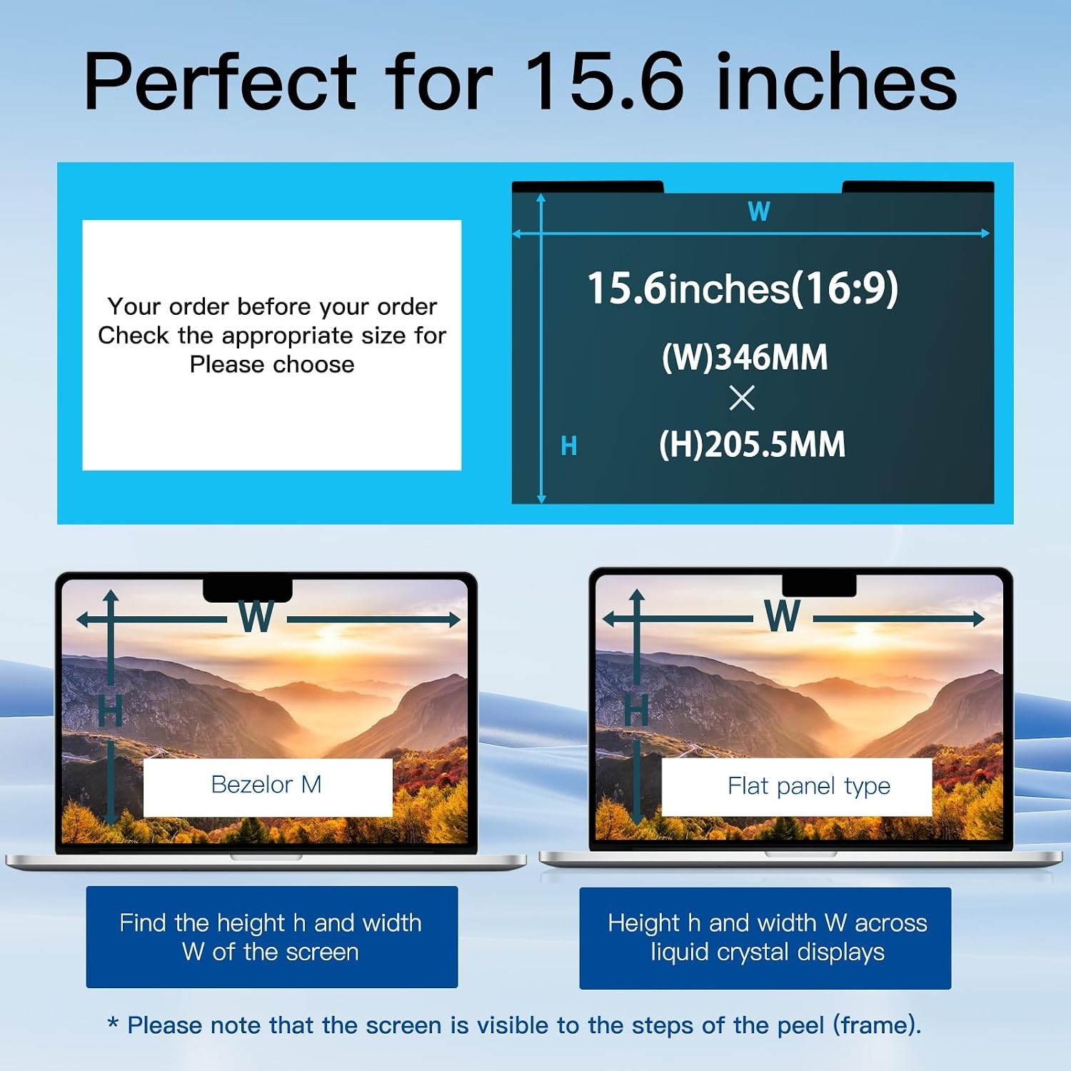 Magnetic Laptop Privacy Screen for 15.6 Inch 16:9, Removable Computer Screen Pri