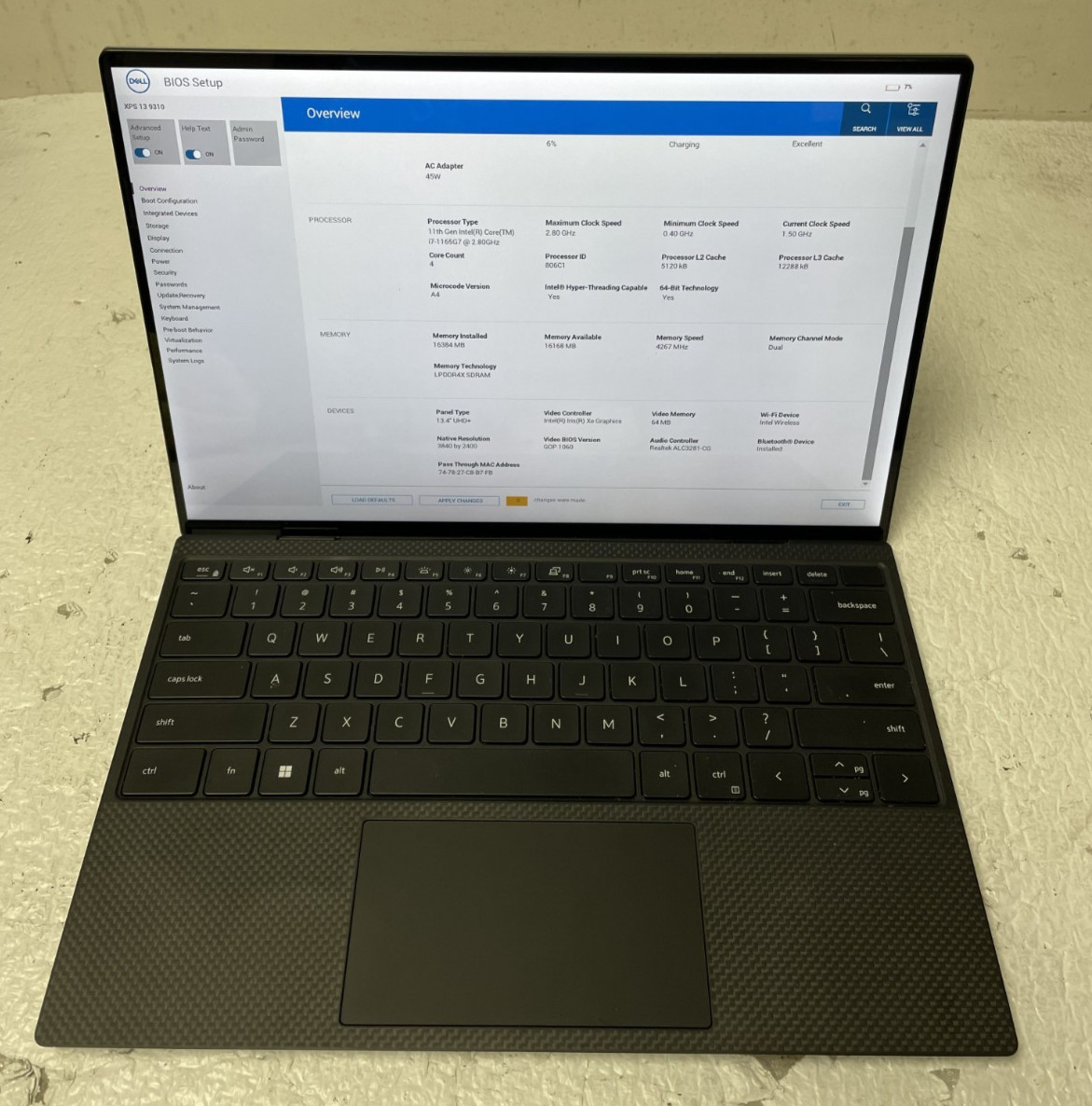 Dell XPS 13 9310 13.4” Intel Core i7-1165G7 @2.80GHz 16GB RAM NO SSD Part