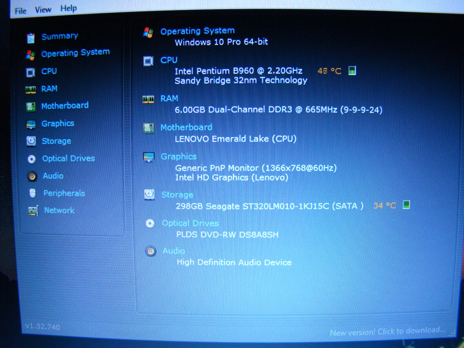 Lenovo B570/Pentium B960 2.20ghz/6gb/320gb/Windows 10 Pro/Web/Hdmi/Vga/15.6