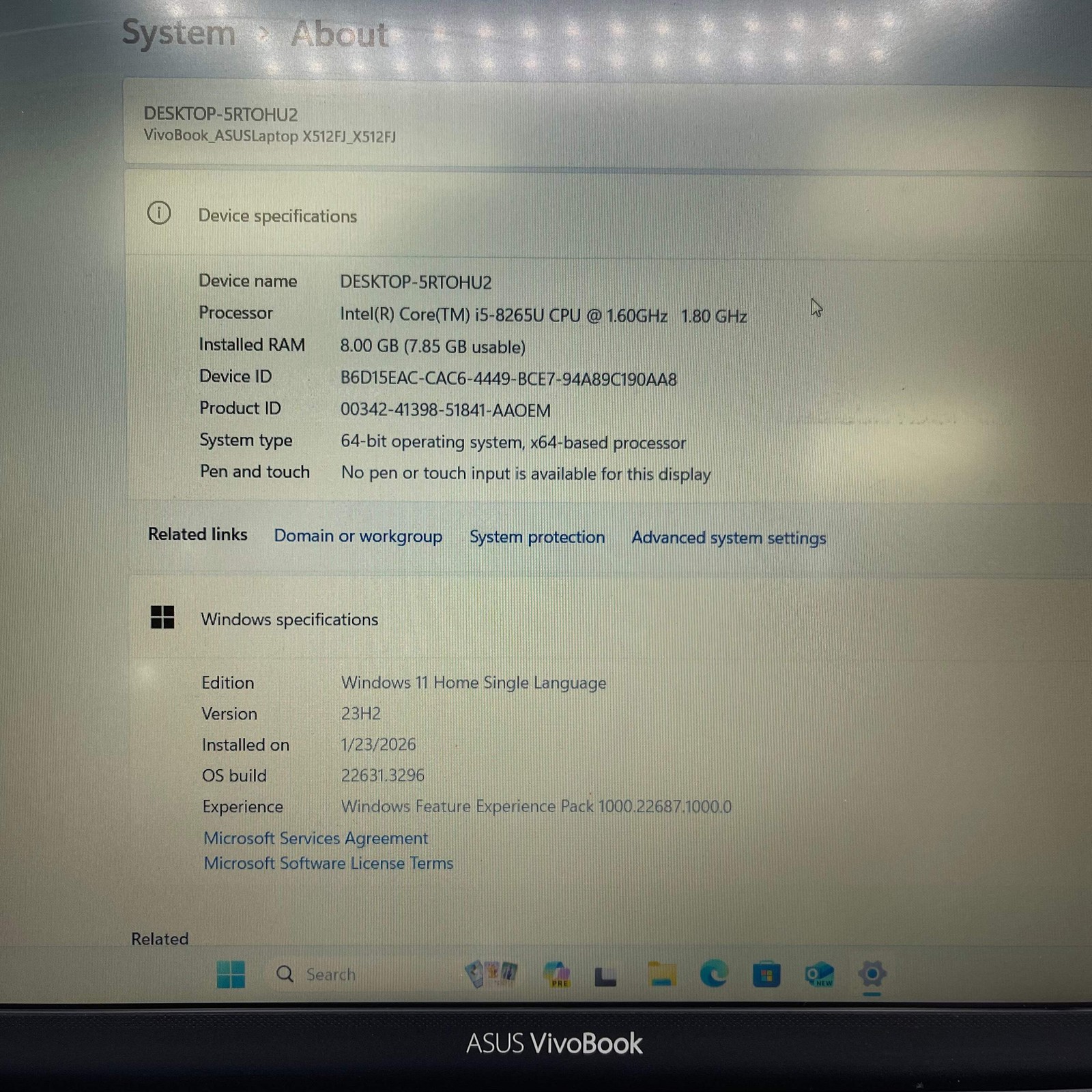 Asus Vivobook 15 X512F 15.6″ i5-8265U 1.6GHz 8GB RAM 512GB SSD GeForce MX230