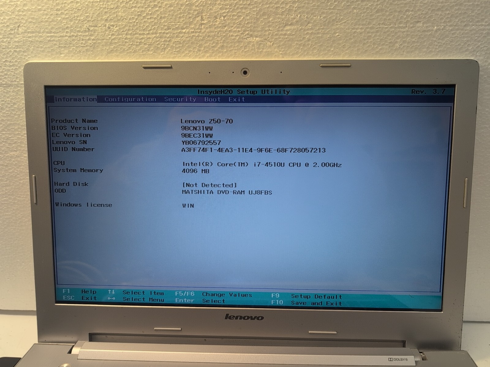 🔥 (AS IS, HINGE ISSUE) Lenovo Z50-70 15.6″ LAPTOP i7-4510U /4GB RAM/NO SSD –