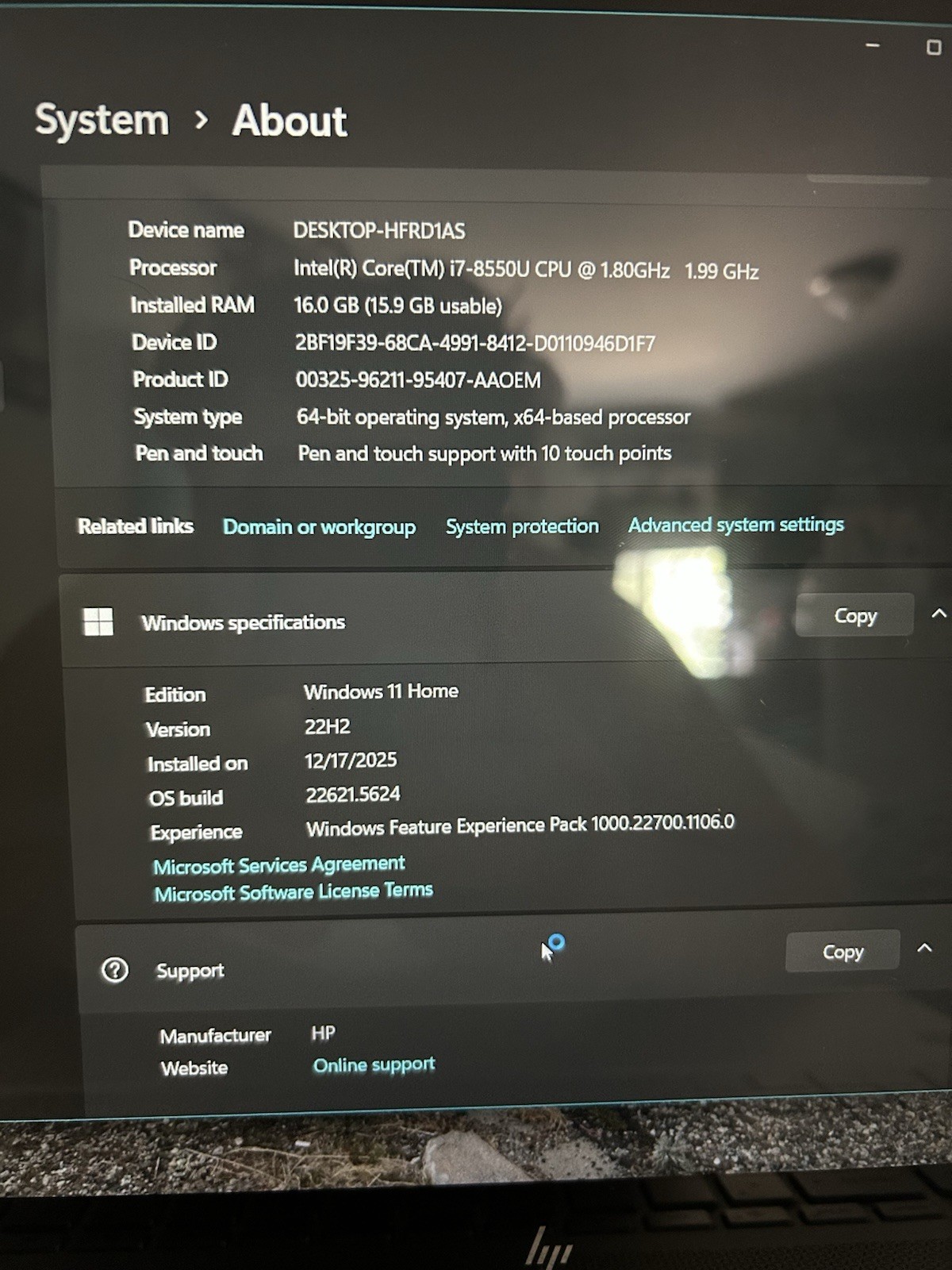 HP ENVY 15.6″ i7 16GB RAM 1TB SSD Silver FHD 1920×1080 w/ Charger