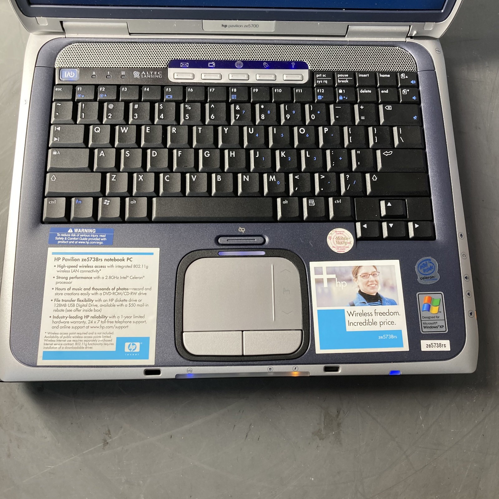 Retro Gaming-HP Pavilion Ze5700-Celeron@ 2.80GHz 500MB Ram 60GB HDD Win XP-WORKS