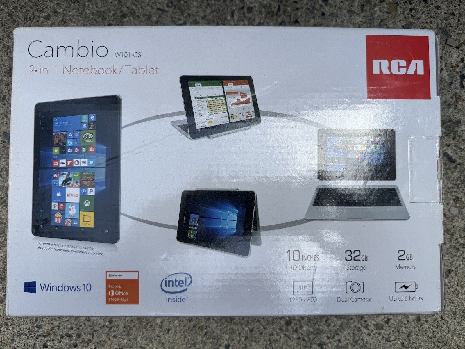 RCA Cambio W101-CS 2-in-1 Notebook/Tablet 10 Inch Display 32GB Storage 2GB Memor