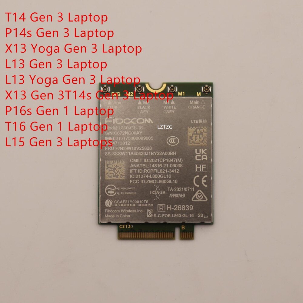 L860-GL-16 Module For Lenovo Thinkpad P1 Gen 6 T14s Gen 4 P16V L13 5W10V25828