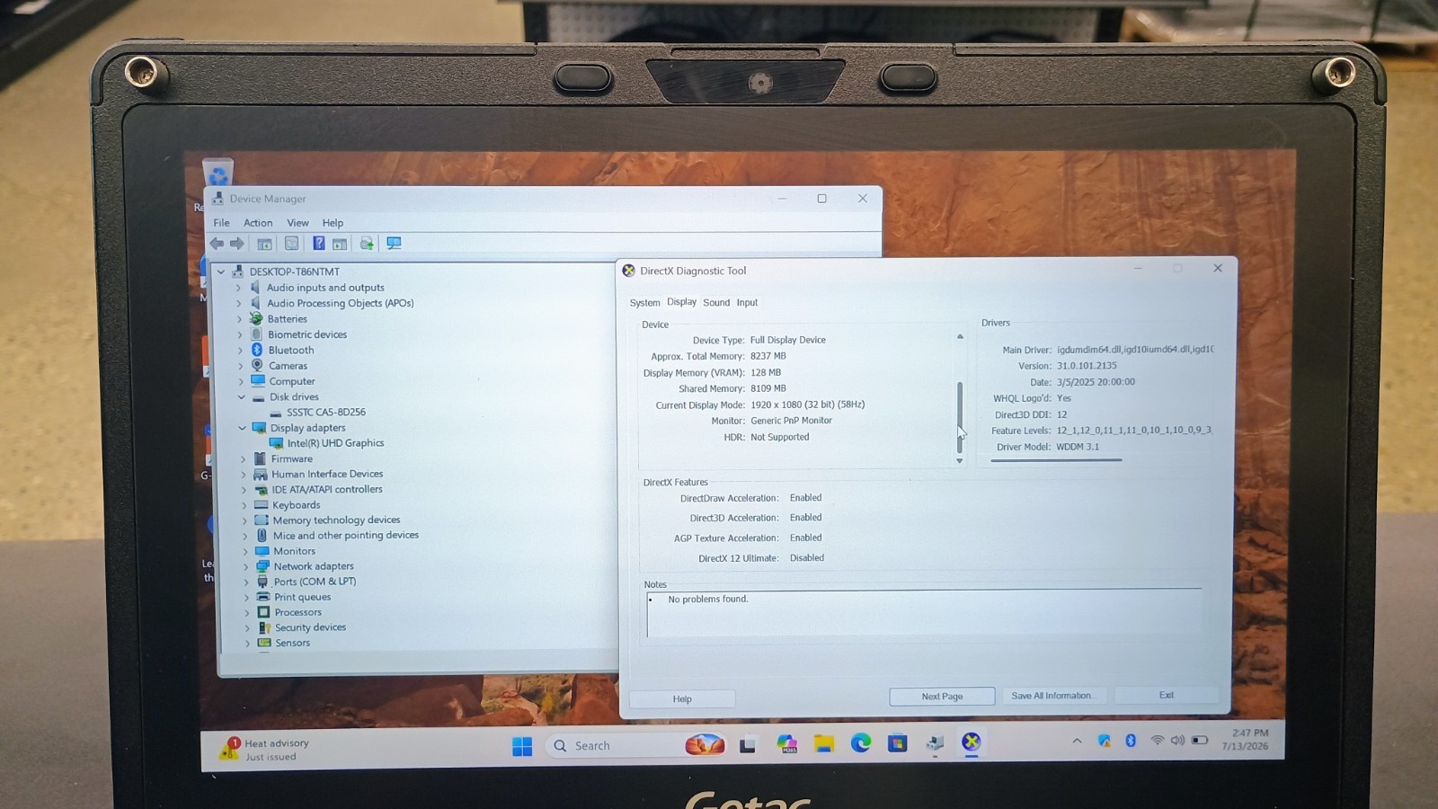 Getac V110G6 Quad Core i5-10210U 1.60GHz – 256GB SSD – 16GB – Win 11 Pro