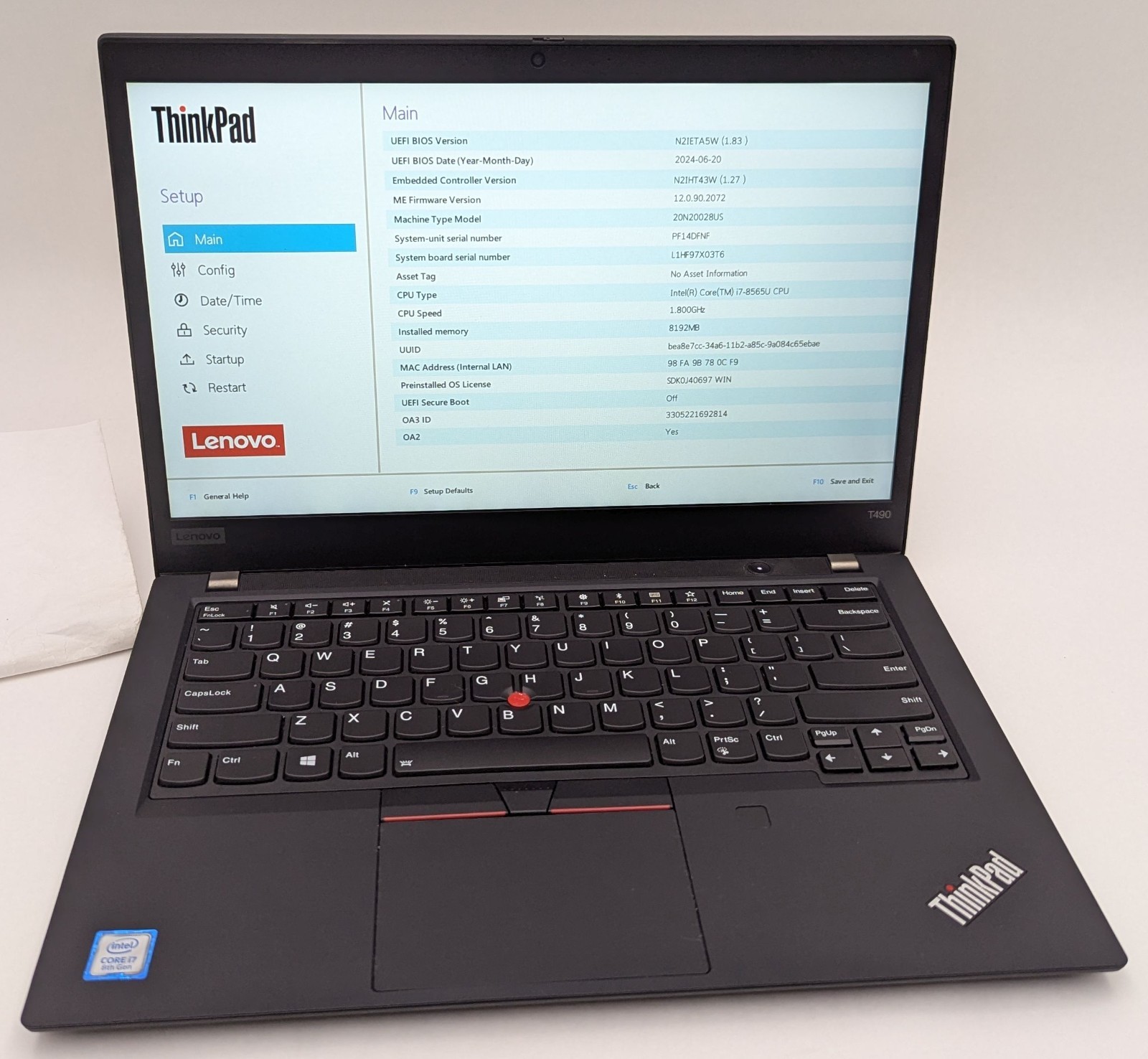 Incomplete Lenovo ThinkPad T490 14″ Laptop Intel Core i7-8565U 1.80GHz 8GB RAM