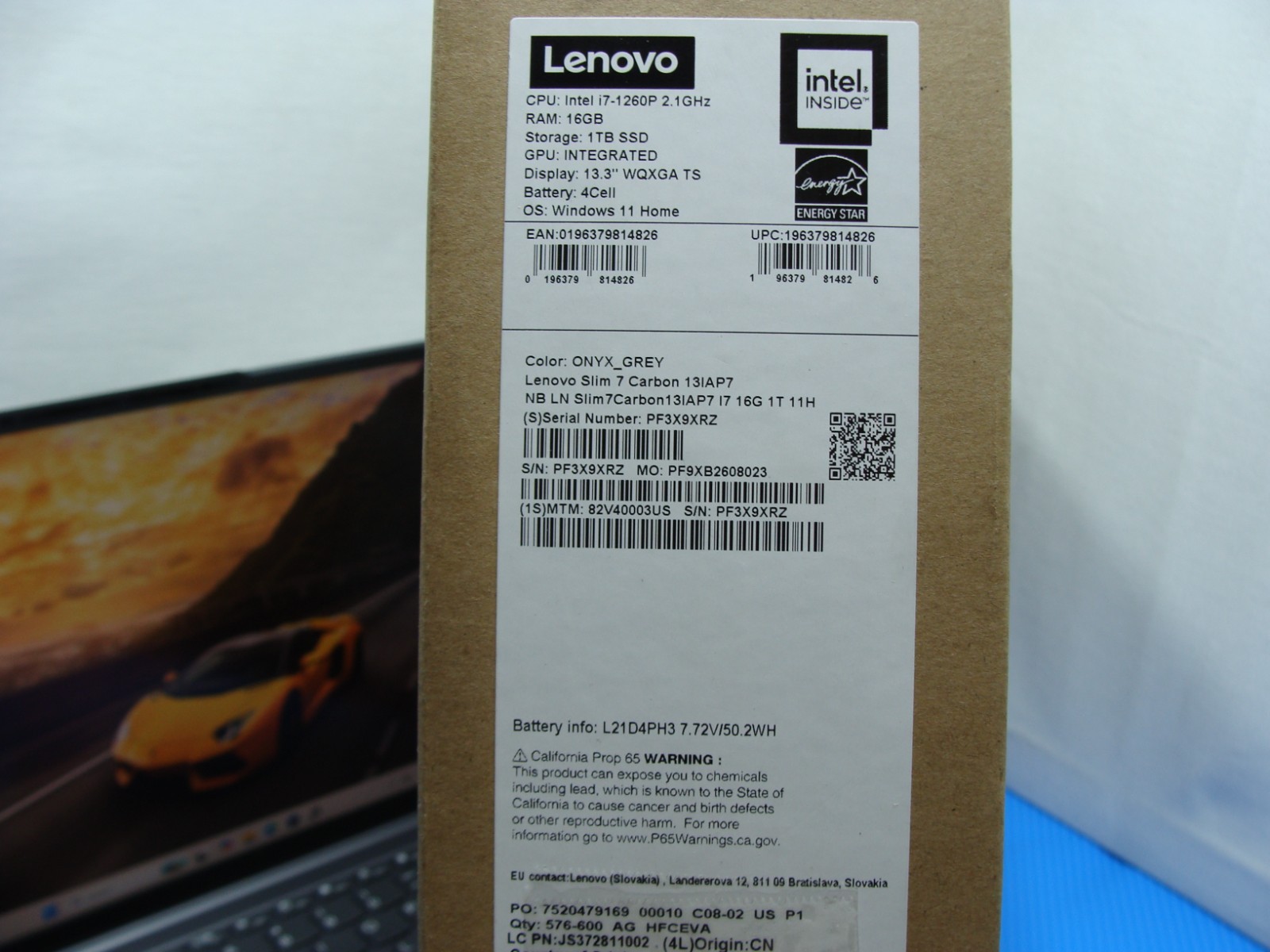Lenovo Slim 7 Carbon 13IAP7 13.3″ WQXGA TOUCH i7-1260P 2.1GHz 16GB 1TB W11H +PA