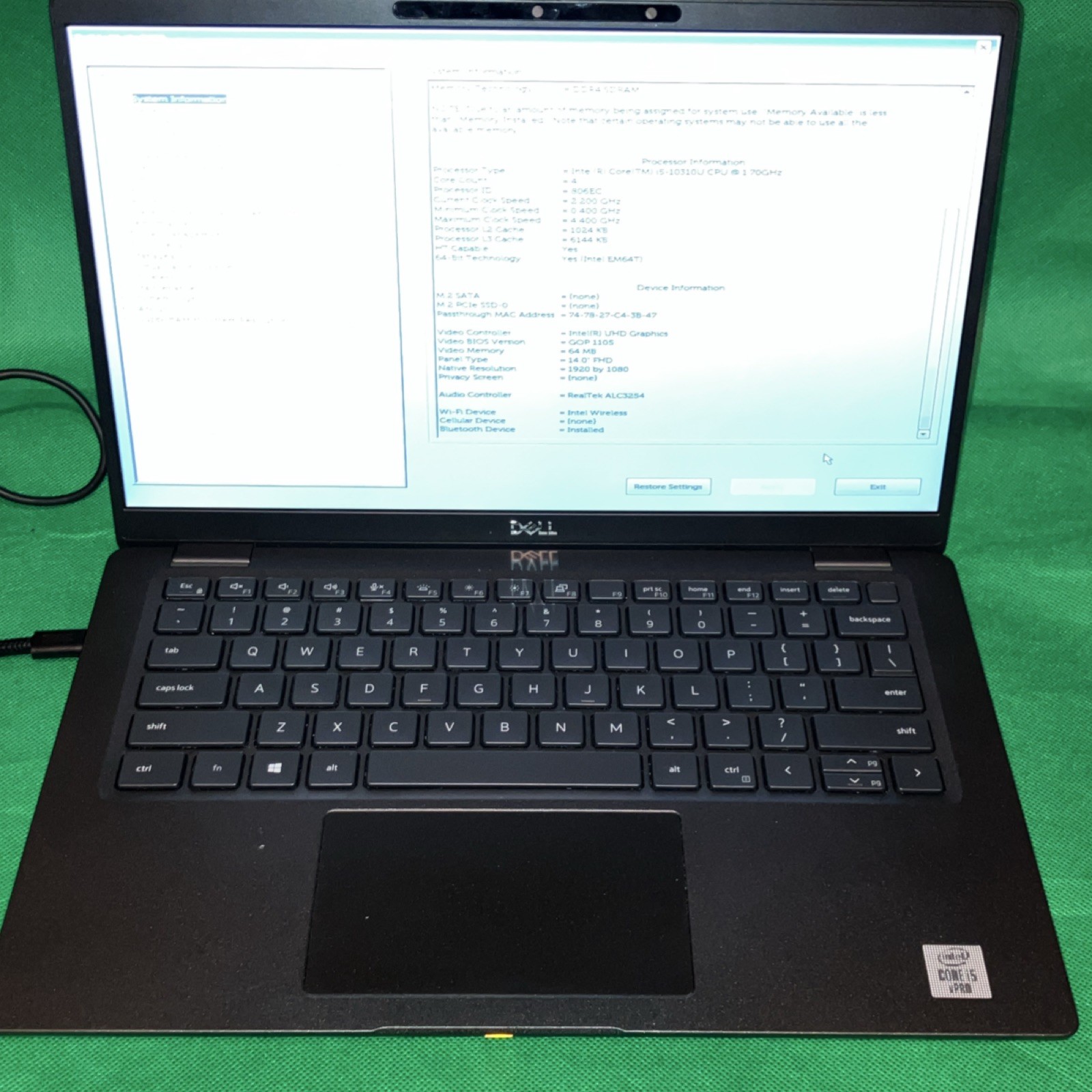 Dell Latitude 7410 14″ FHD i5-10310U 16GB RAM NO SSD/NO OS