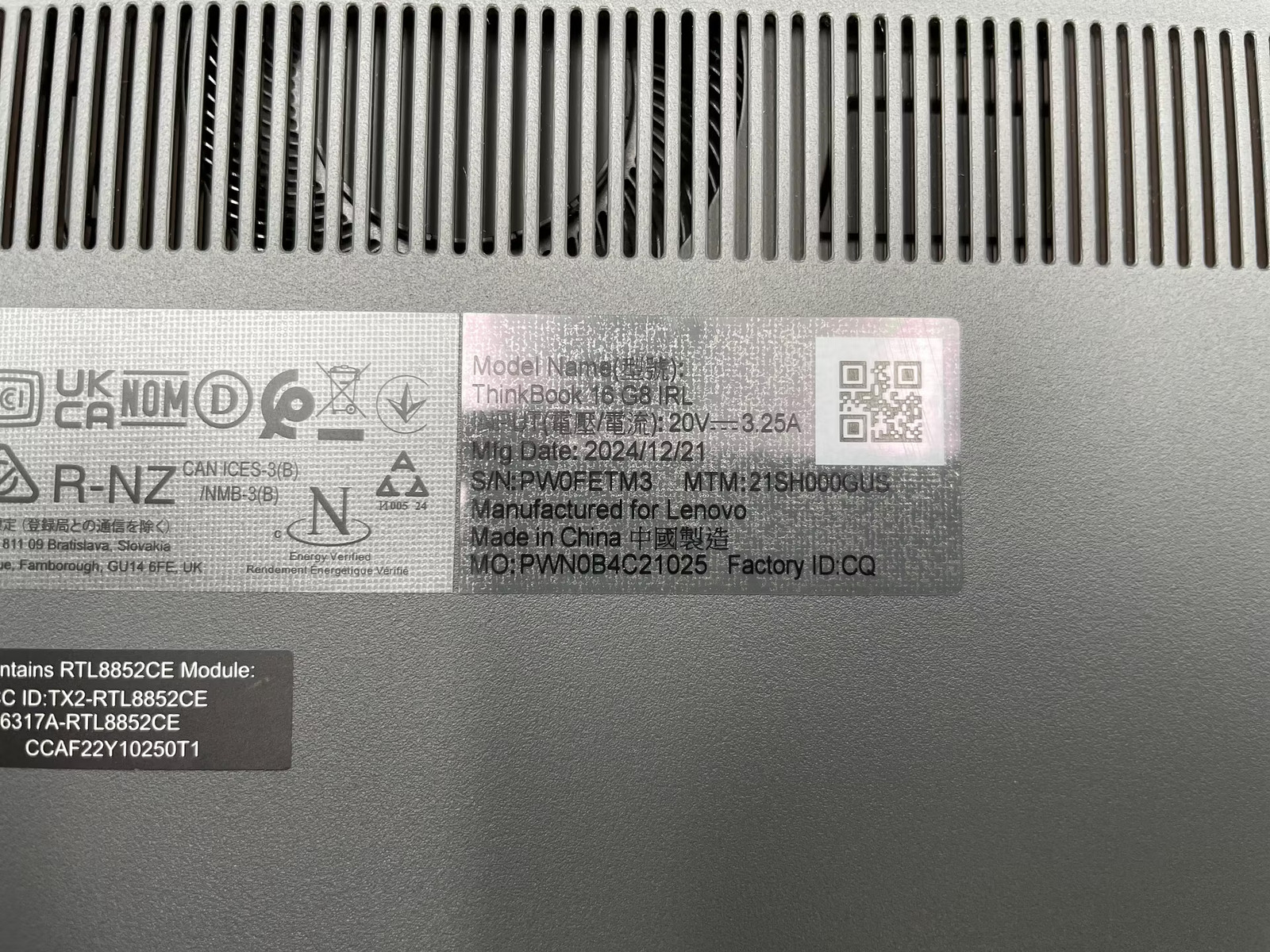 Lenovo ThinkBook 16 G8 IRL Used 16″ (Core 5 210H-16GB-512 GB NVMe)