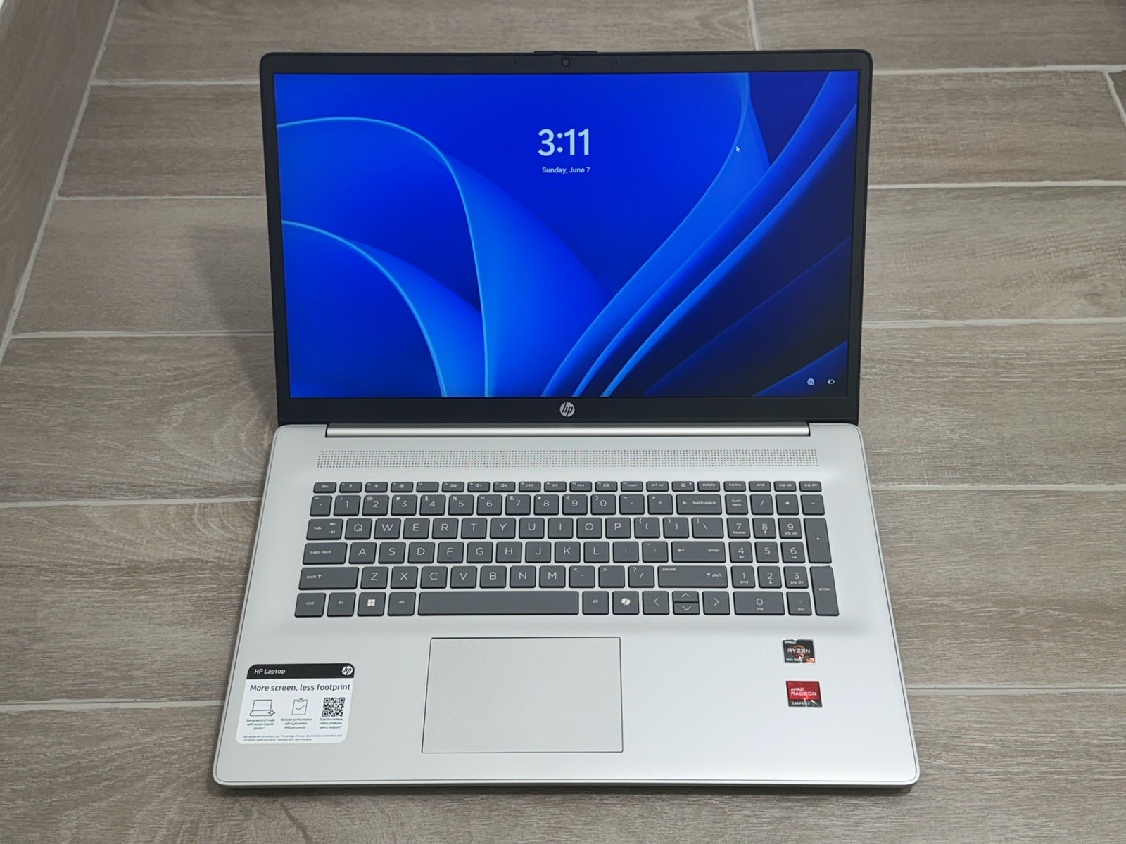 HP Laptop 17-CP2001NR 17″ AMD Ryzen 3-7320U 8GB RAM 512GB NVMe Win-11 Excellent