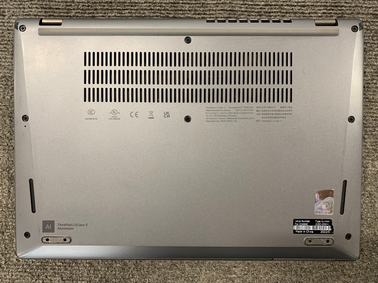 Lenovo ThinkPad L13 Gen 3 14″ Laptop i7-1255U 16GB, 512GB NVMe, Remote Managed