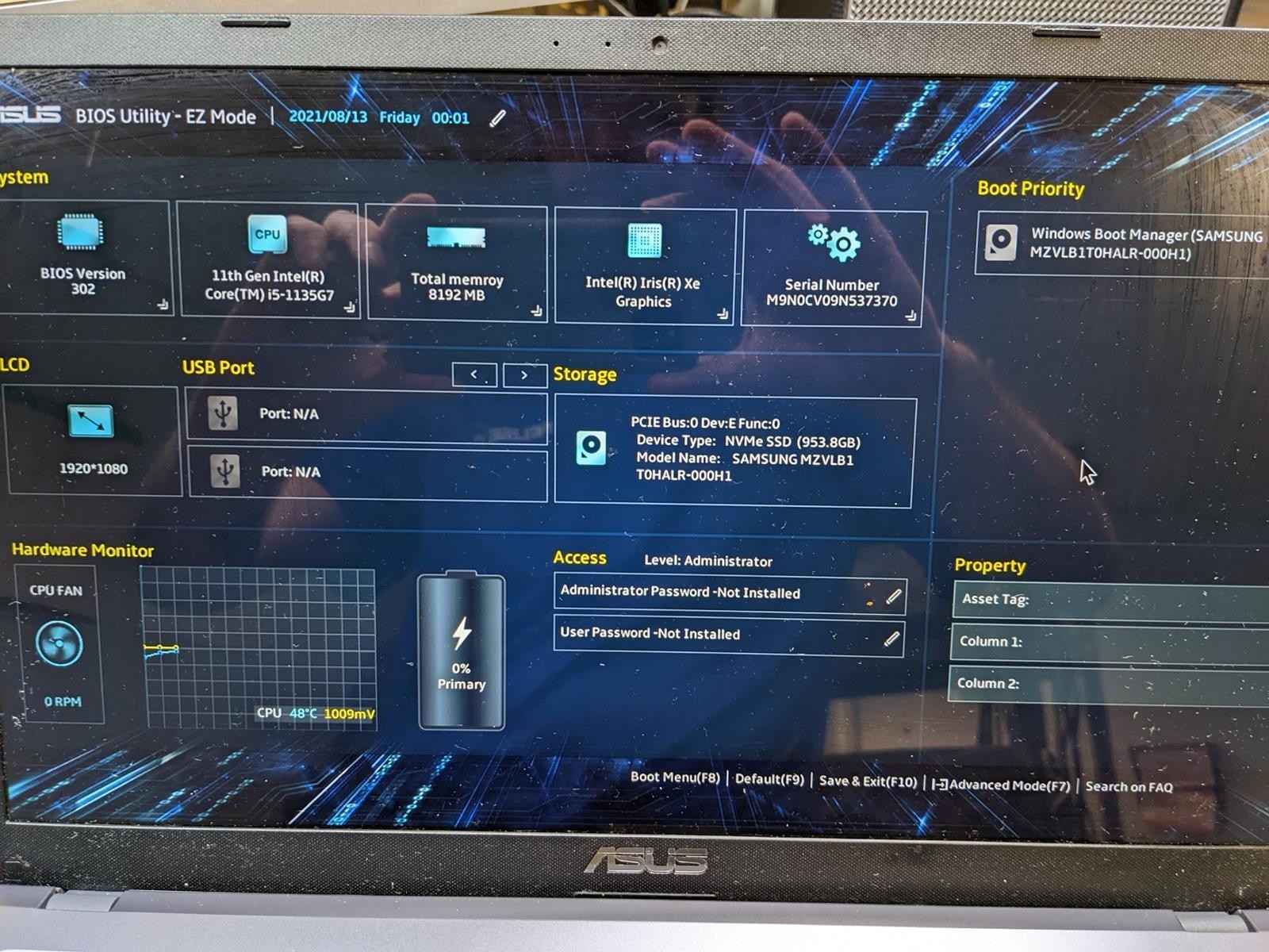 ASUS VIVOBOOK R565E i5-1135G7 @ 2.40GHz, 8GB RAM, NO HDD/OS