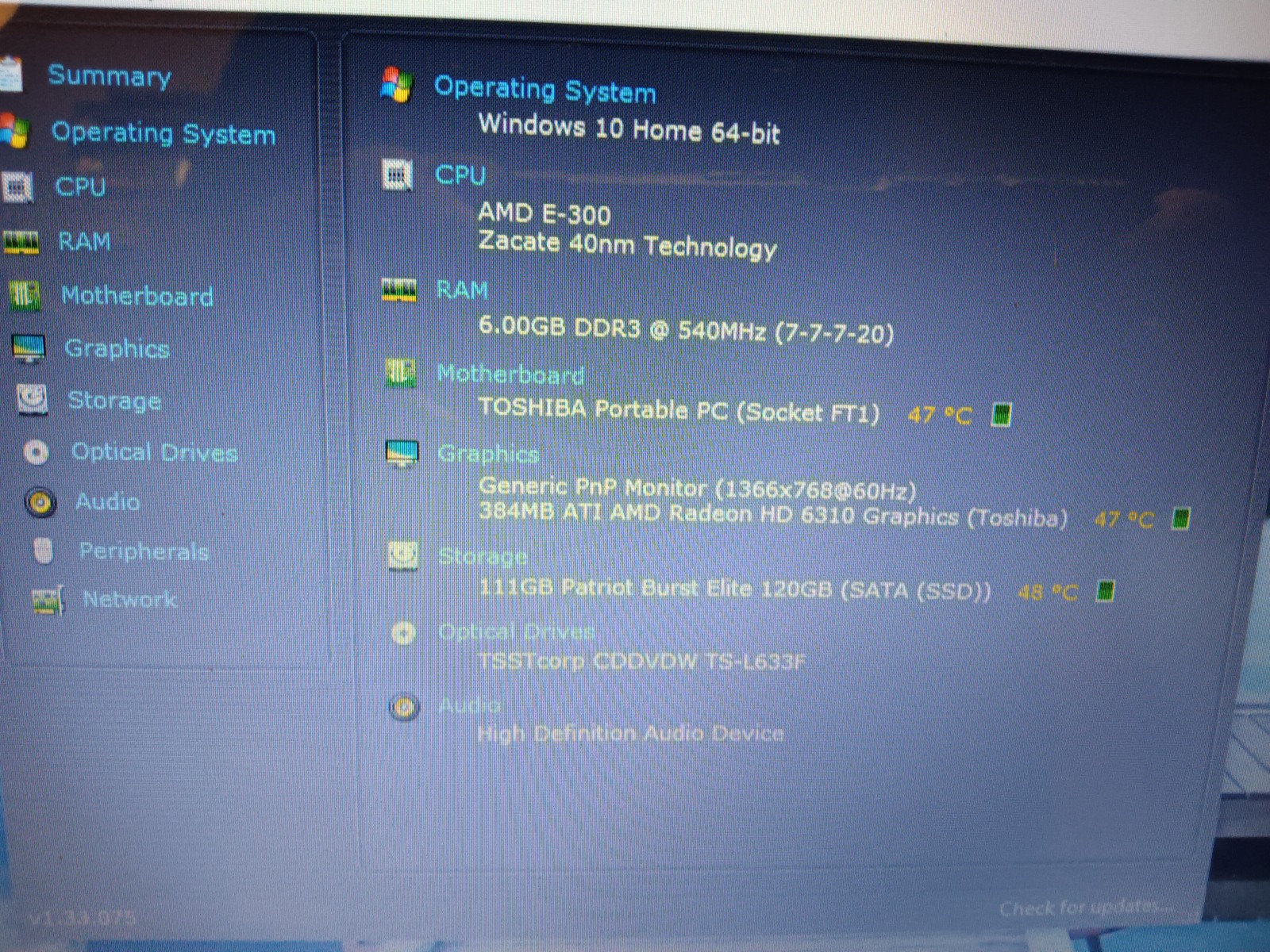 Toshiba C655D-S5529/Amd E-300 1.30ghz/6gb/120gbSSD/Windows 10 Home/15.6″/Vga