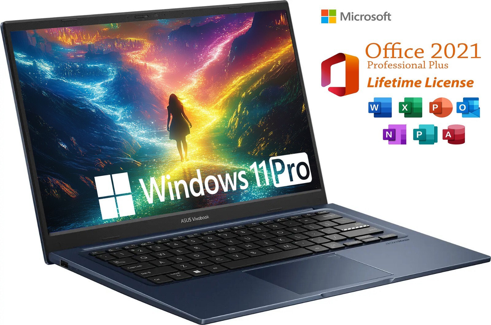 ASUS Laptop 14″ FHD Intel i3-1215U Up to 40GB RAM & 2TB SSD Windows11 Pro+OFFICE