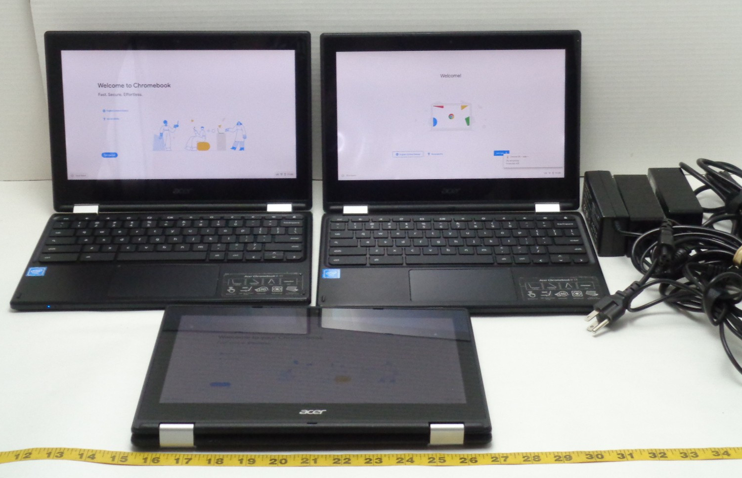 Lot of 3 Acer R11 C738T 2-in-1 Chromebook Laptop Tablet Touchscreen with Charger
