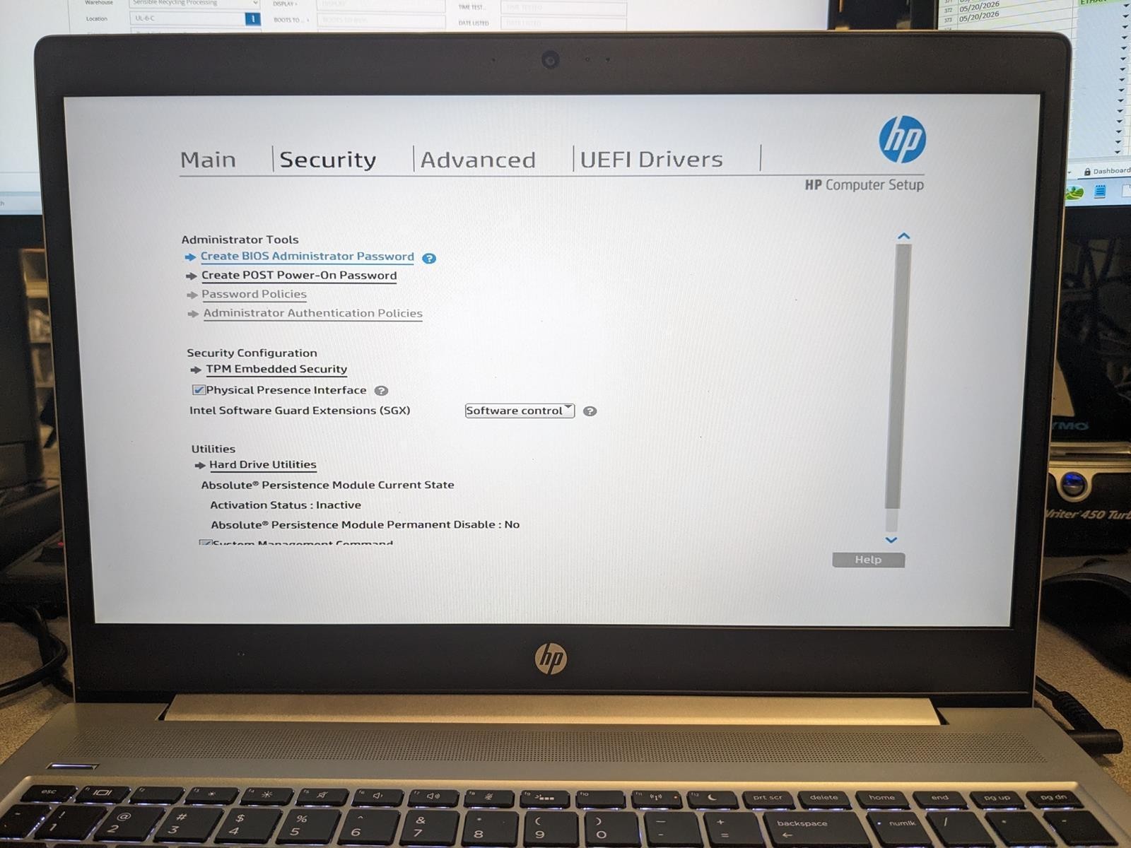 HP PROBOOK 450 G6 i7-8565U @ 1.80GHz, 8GB RAM, NO HDD/OS