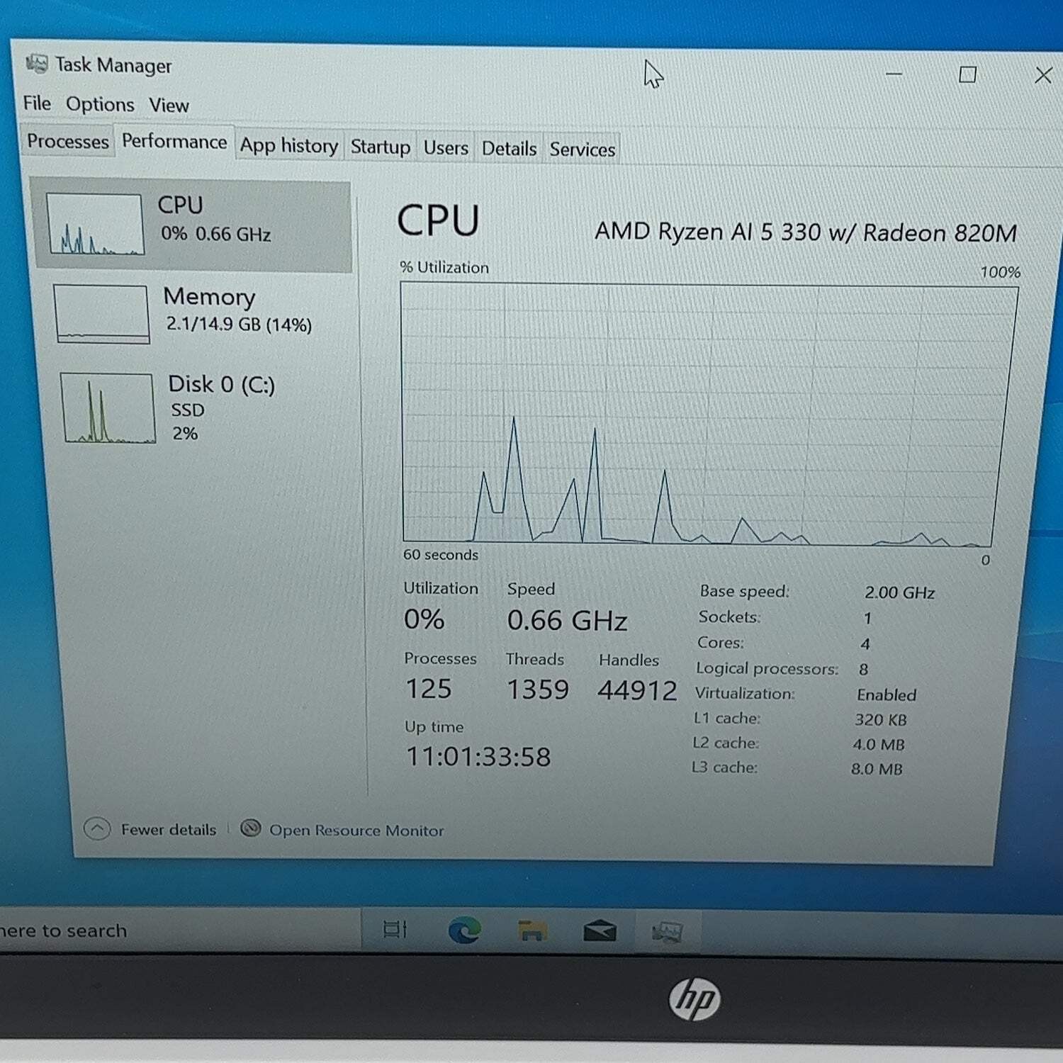 HP Omnibook 3 15-FN0506NR 15.6″ Ryzen AI 5 330 2.0GHz 16GB RAM 256GB SSD