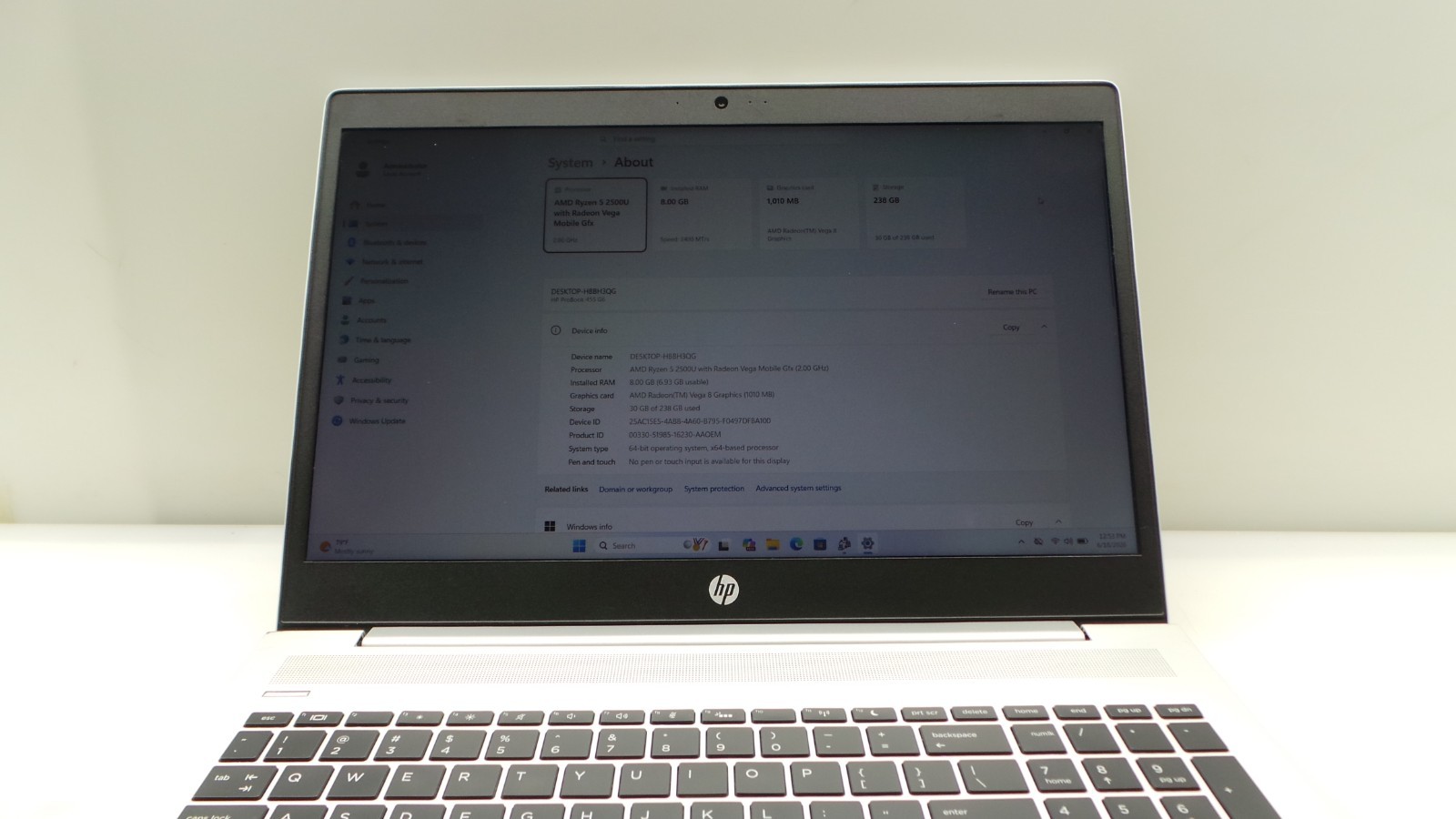HP ProBook 455 G6 | 15.6″ | AMD Ryzen 5 2500U | 8GB RAM 256GB NVMe | WIN 11 PRO
