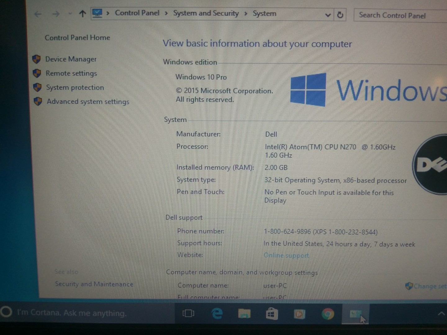 Dell Latitude 2100 Netbook Intel Atom 1.60GHz 2GB RAM 80GB HDD Win 10