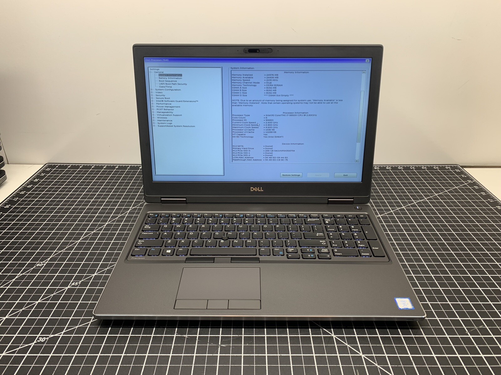 DELL PRECISION 7540 CORE i7-9850H | 24GB RAM, AMD RADEON PRO WX 3200 | #T856