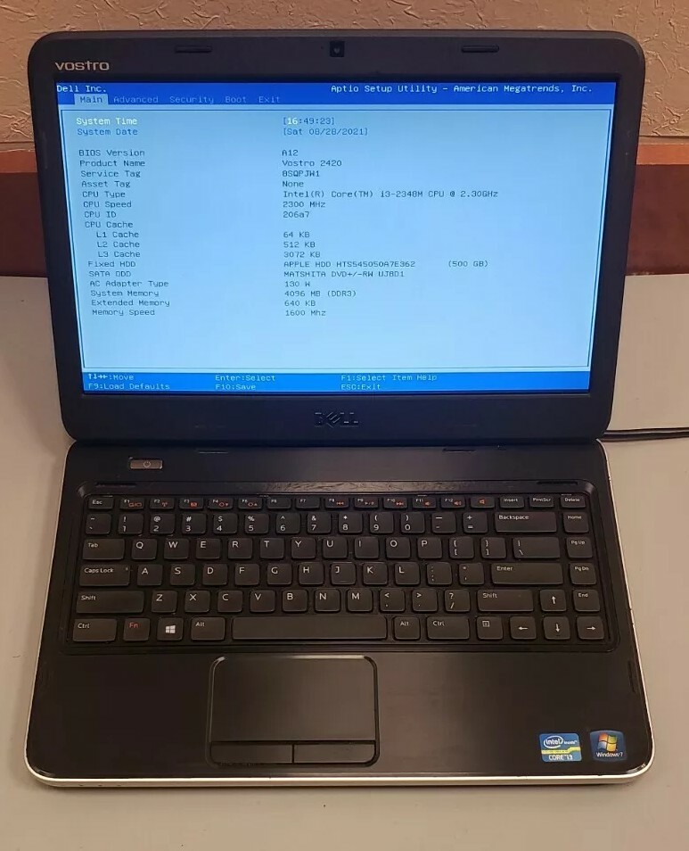 Dell Vostro 2420 Intel Core i3-2348M 2.30GHz 4GB RAM 500GB HDD WEBCAM BLUETOOTH