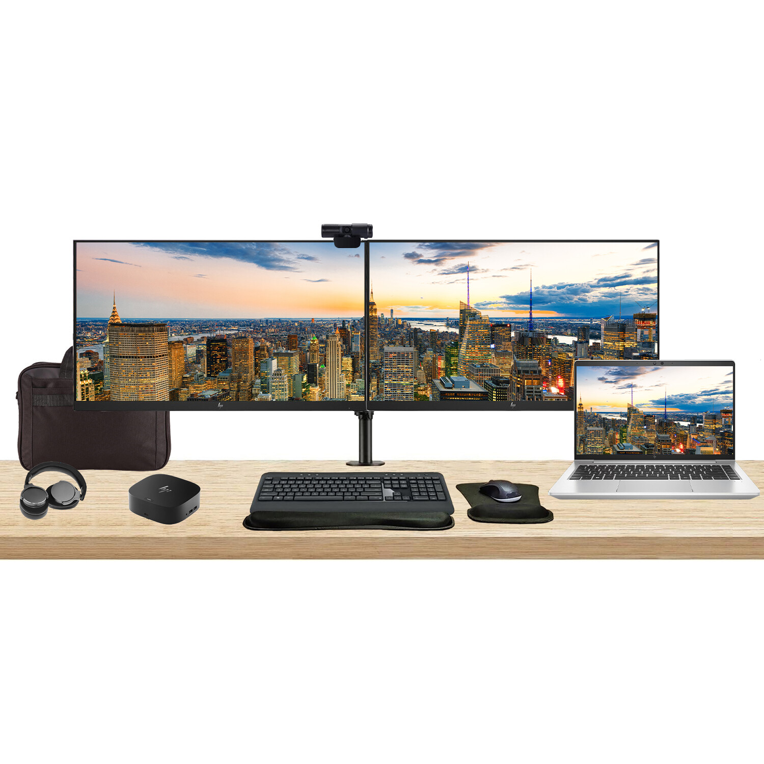 HP EliteBook 640 G10 14″ i5, 256GB SSD Notebook with 2 EliteDisplay 27″ Monitor