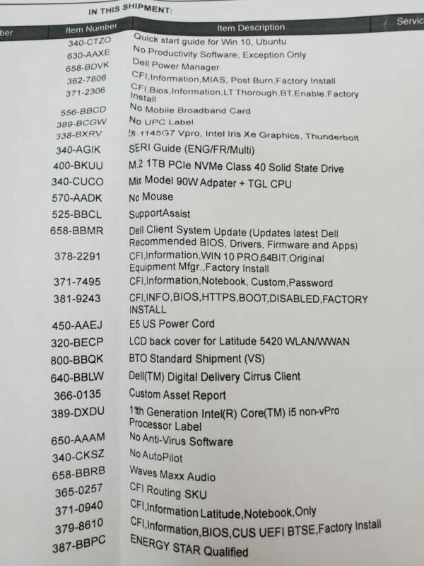 Dell Latitude 14″ 5420 Laptop Intel Iris XE 1TB M2 NVME Intel 11th i5-1145G7