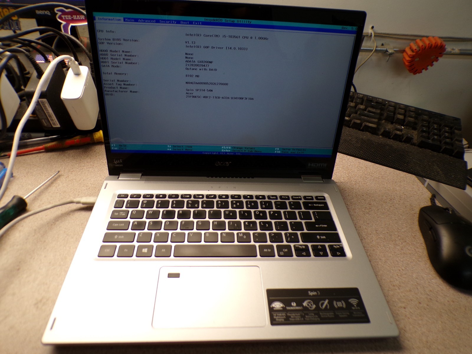 Acer Spin SP314-54N Laptop i5-1035G1 8GB RAM 512GB Touch laptop #0087