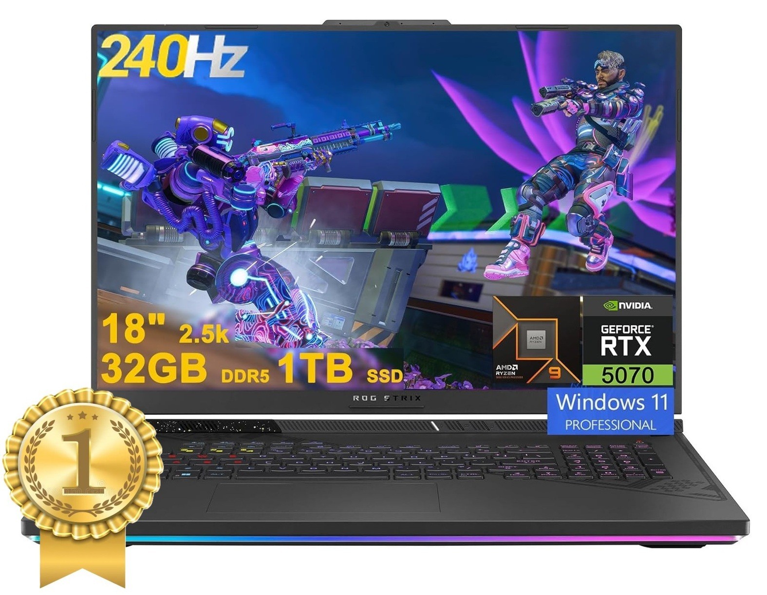 NEW ASUS ROG Strix G18 18″ 2.5K 240MHz, RTX 5070 ,Ryzen 9-8940HX, 32GB,1TB