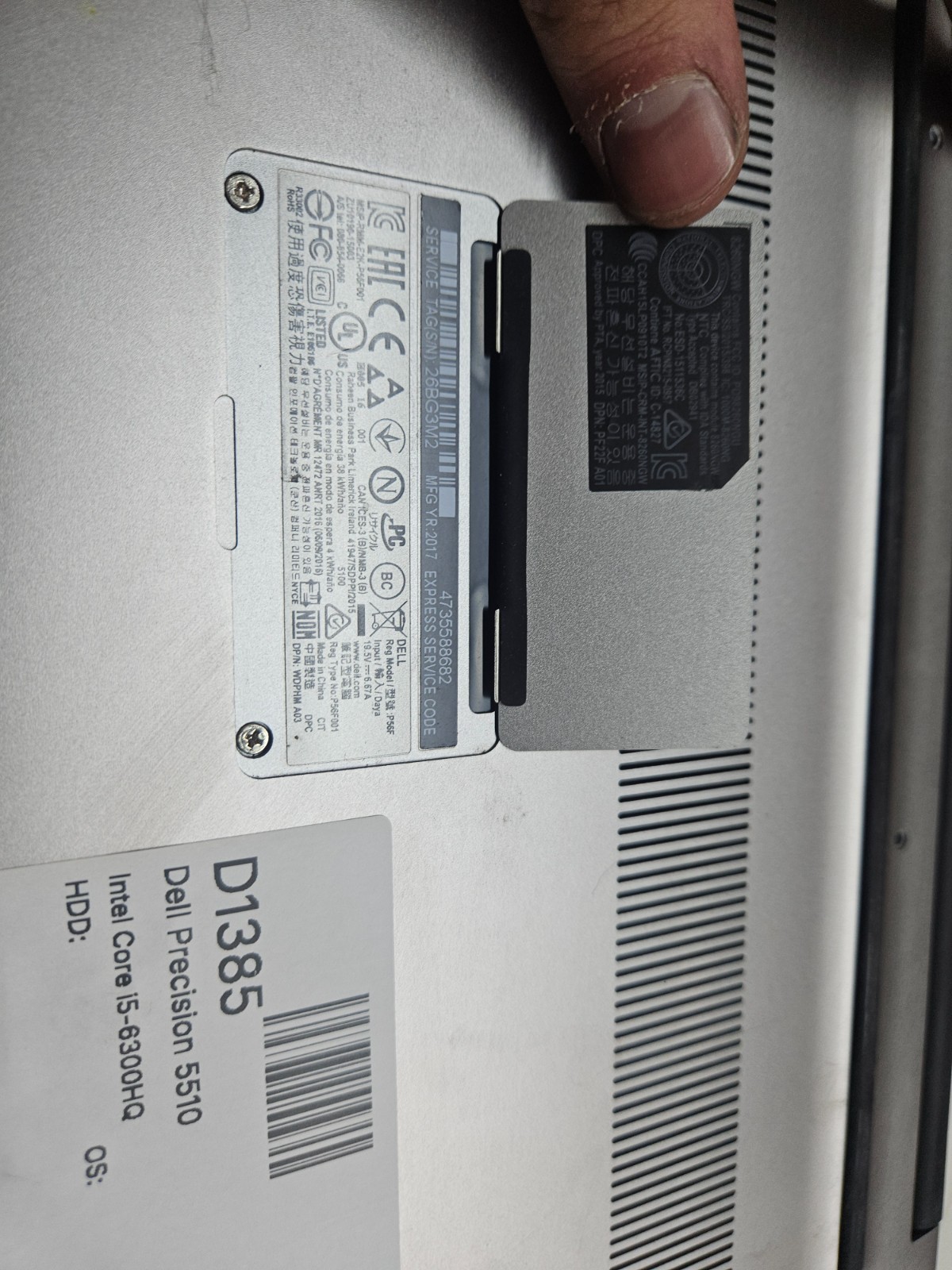 Dell Precision 5510 Intel Core i5-6300HQ NO RAM NO HDD – FOR PARTS
