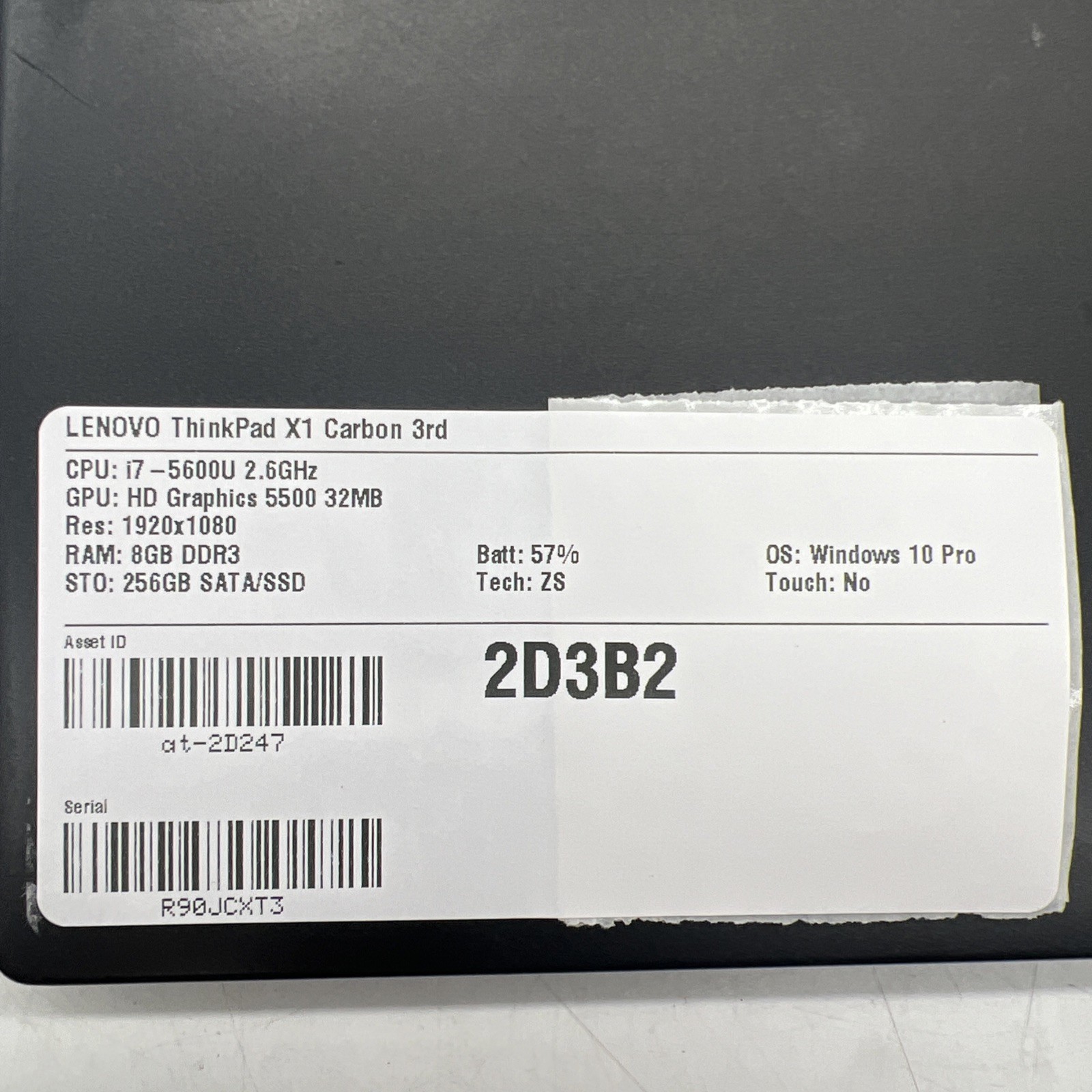 Lenovo ThinkPad X1 Carbon 3rd Gen Core i7 5600U 2.6GHz 8GB RAM 256GB SSD Win10P